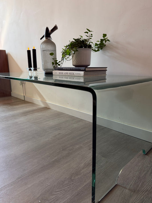 Italiaans design minimalistische glazen waterval salontafel
