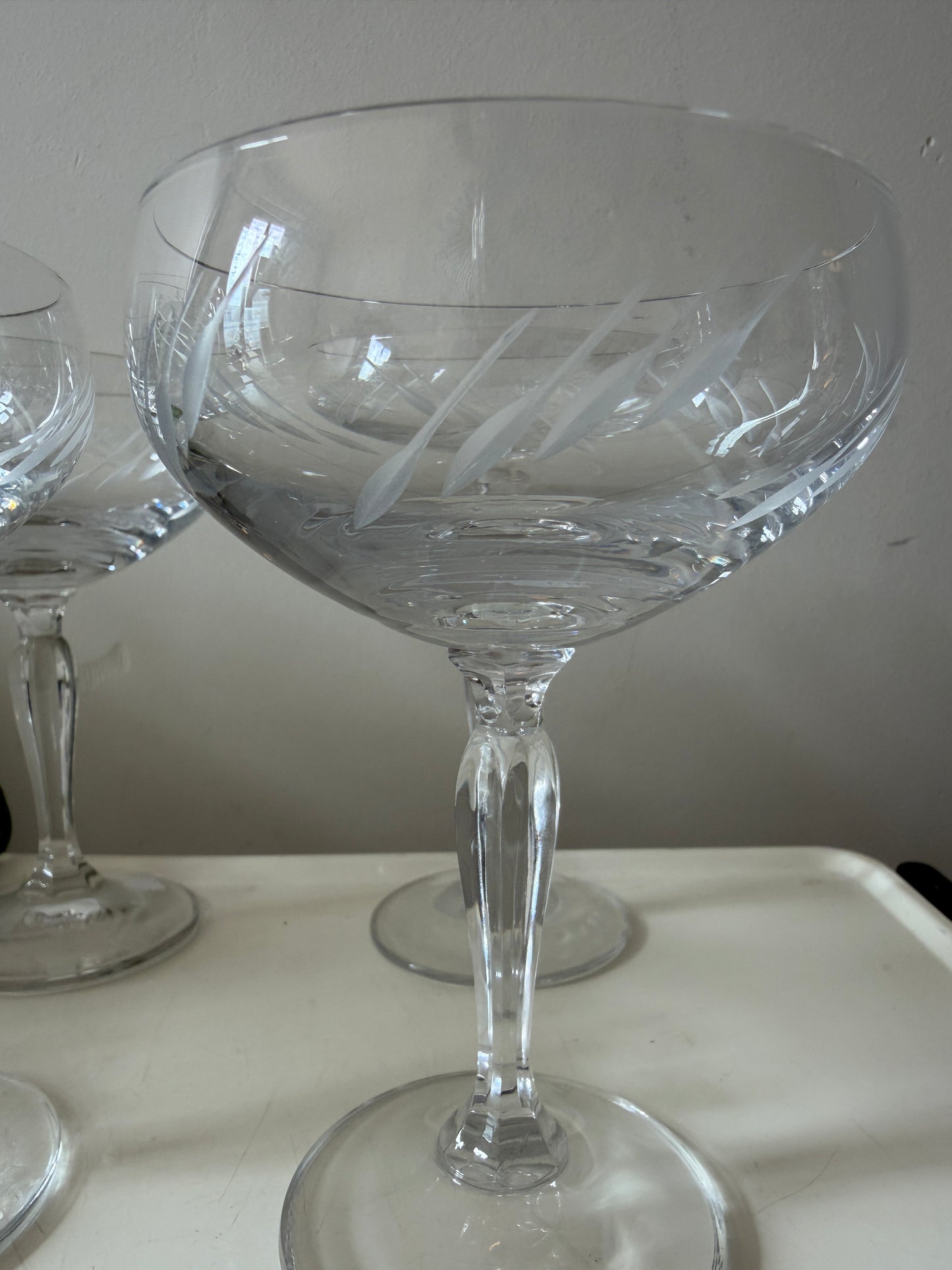 Set van 6 kristallen coupe champagne glazen