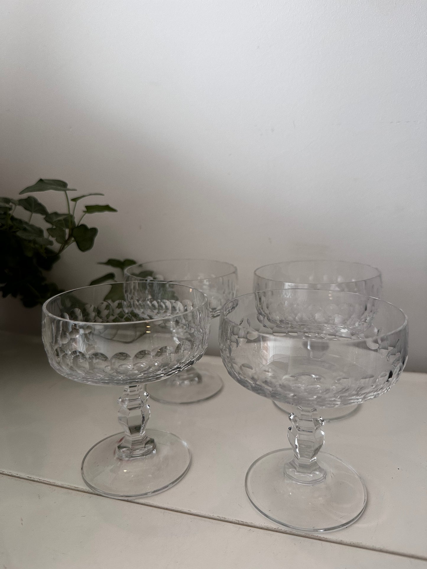 Set van 4 kristallen coupe champagne glazen