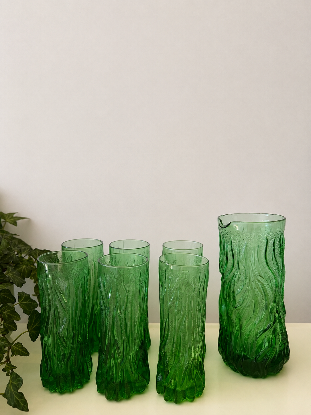 Vintage Italiaanse Bark Glass Karafset