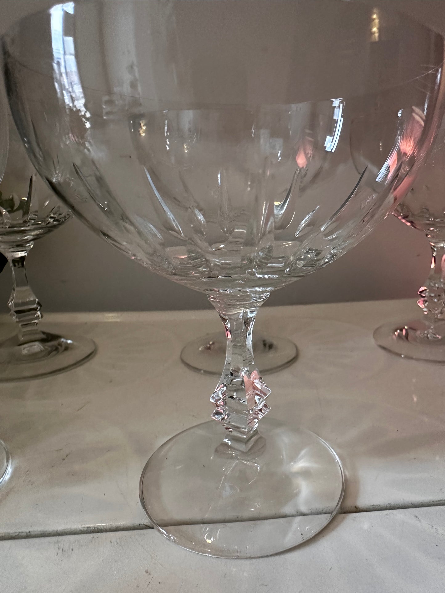 Set van 6 kristallen coupé champagne glazen