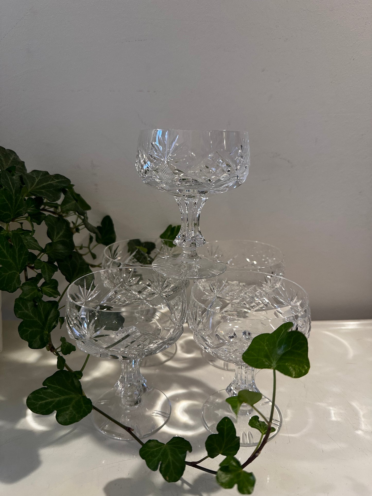 5 vintage kristallen likeurglaasjes