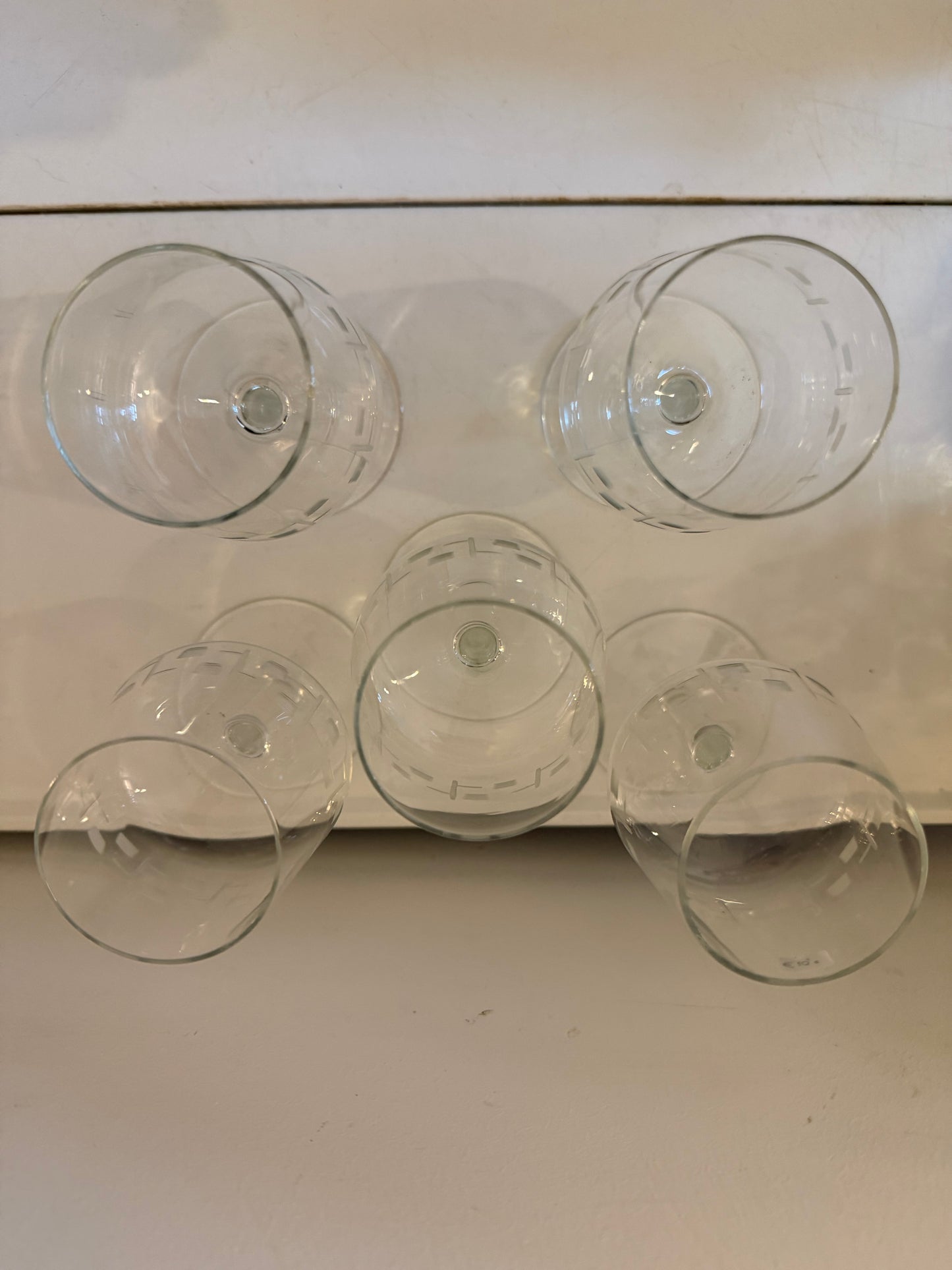 Set van 5 vintage kristallen likeurglaasjes