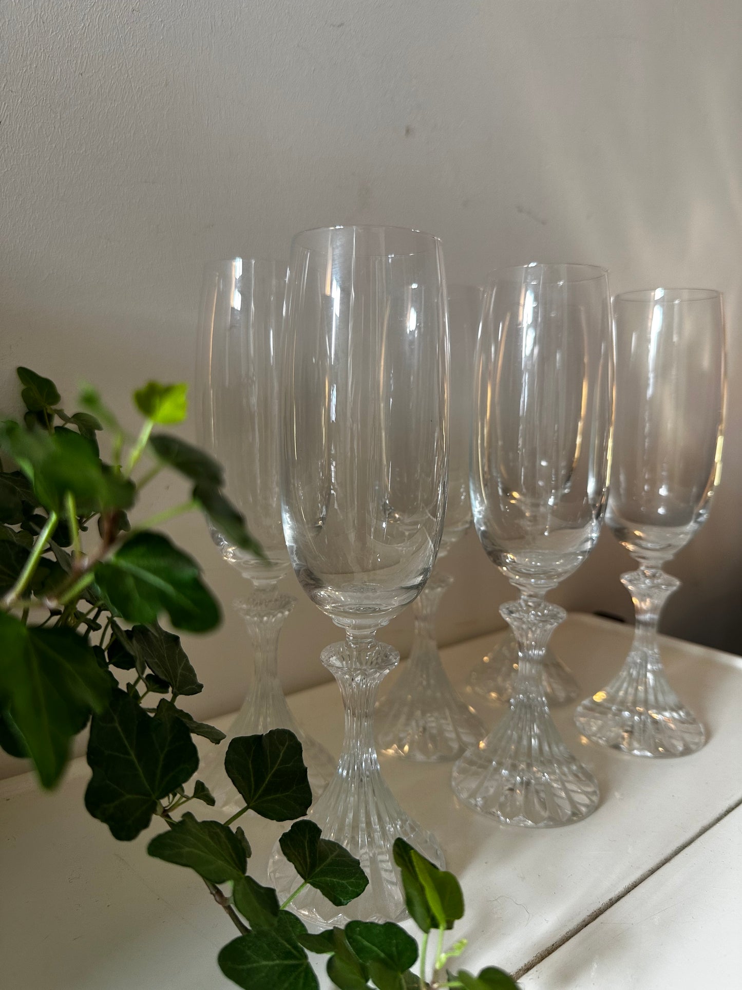 Set van 6 kristallen champagne flutes