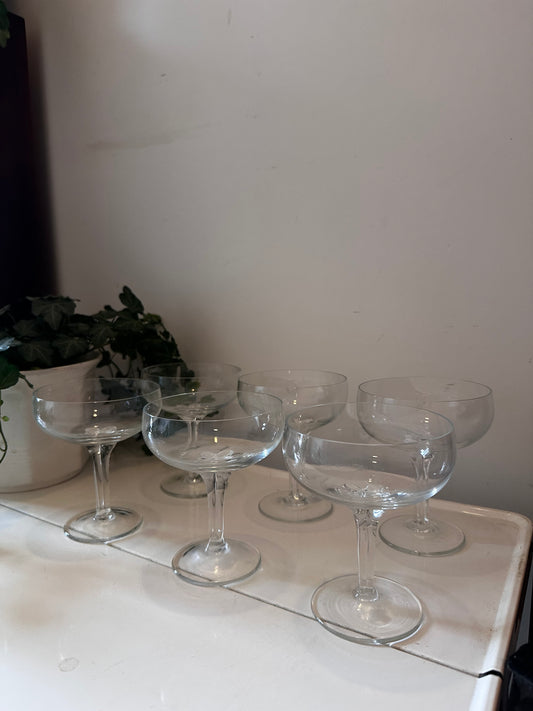 Set van 6 coupe champagne glazen kristal