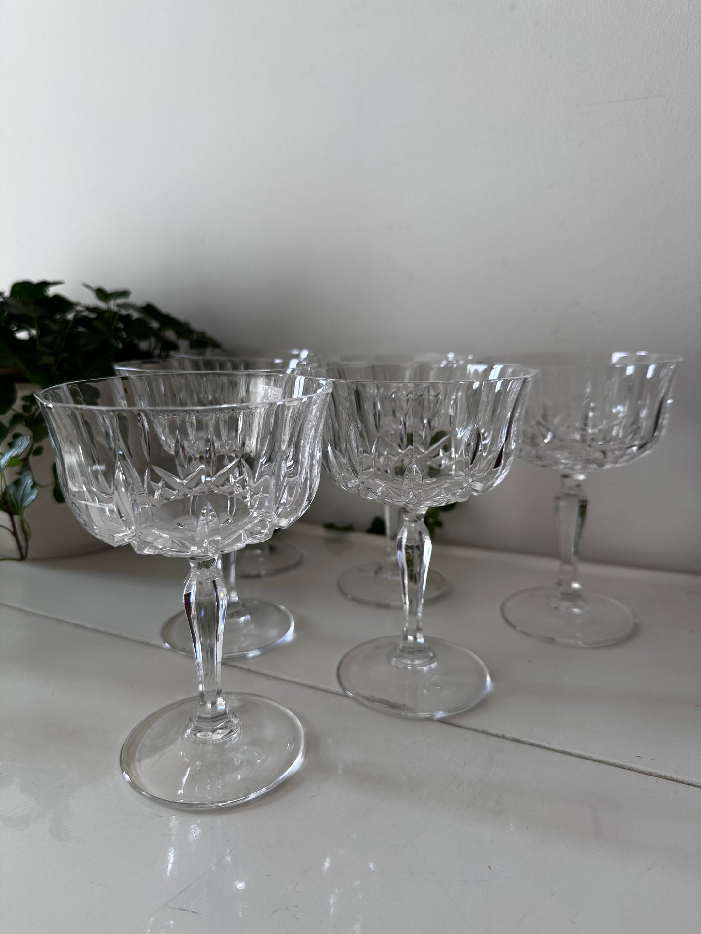 Set van 6 kristallen coupe champagne glazen