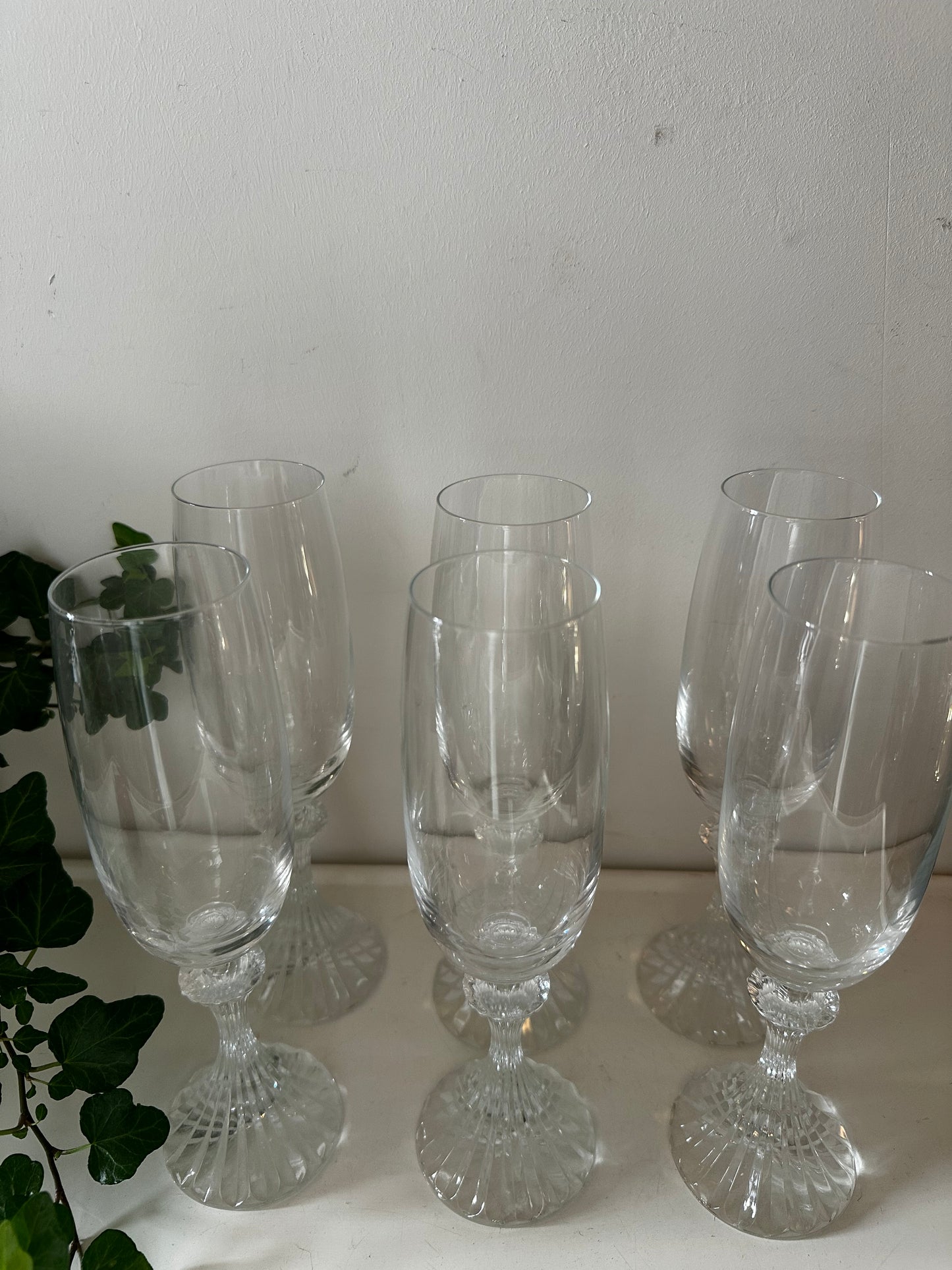 Set van 6 kristallen champagne flutes