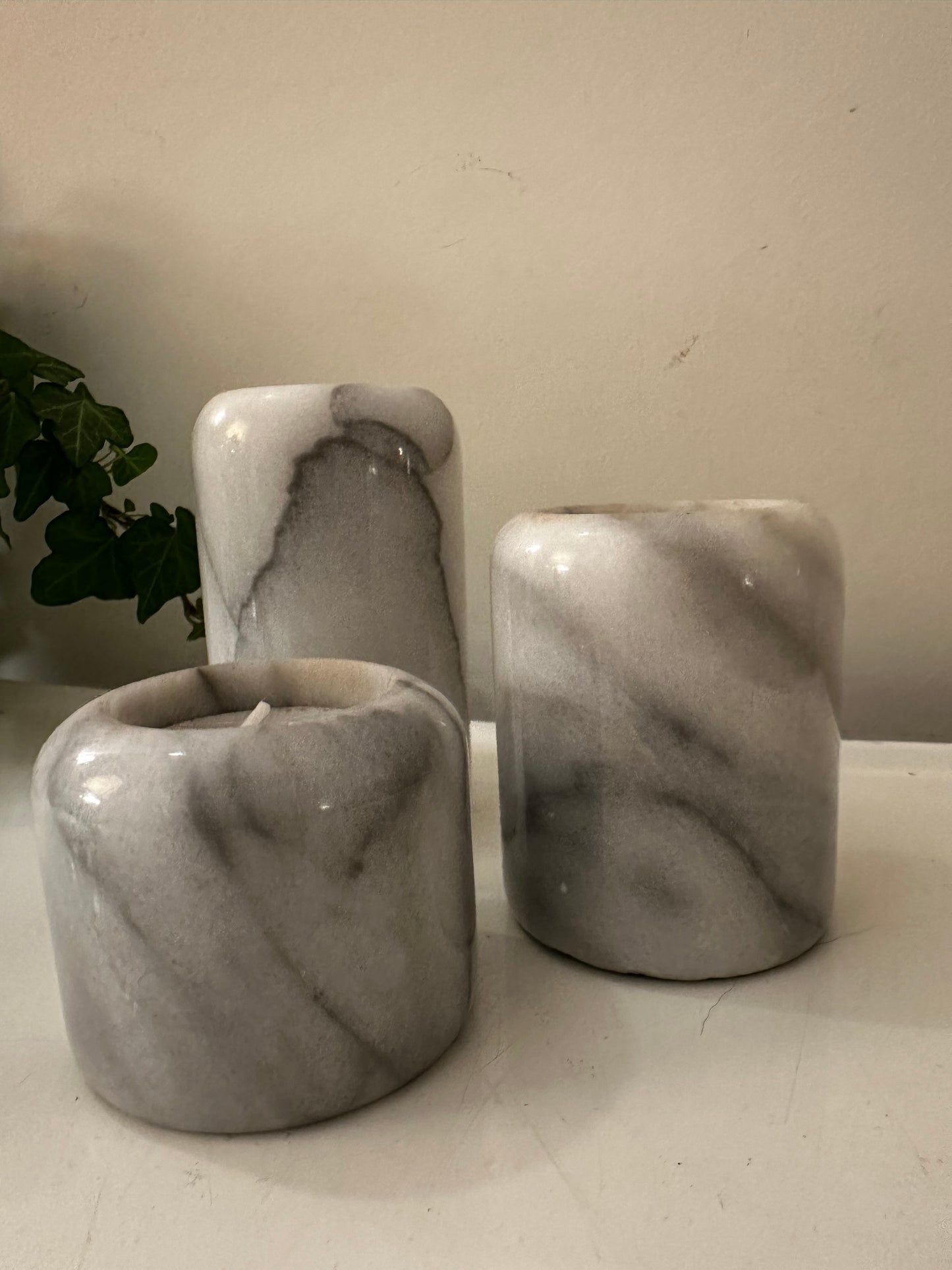 Set van 3 onyx waxinelichthouders