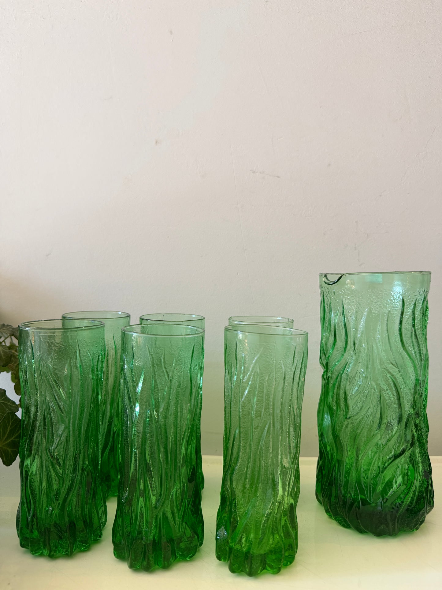 Vintage Italiaanse Bark Glass Karafset