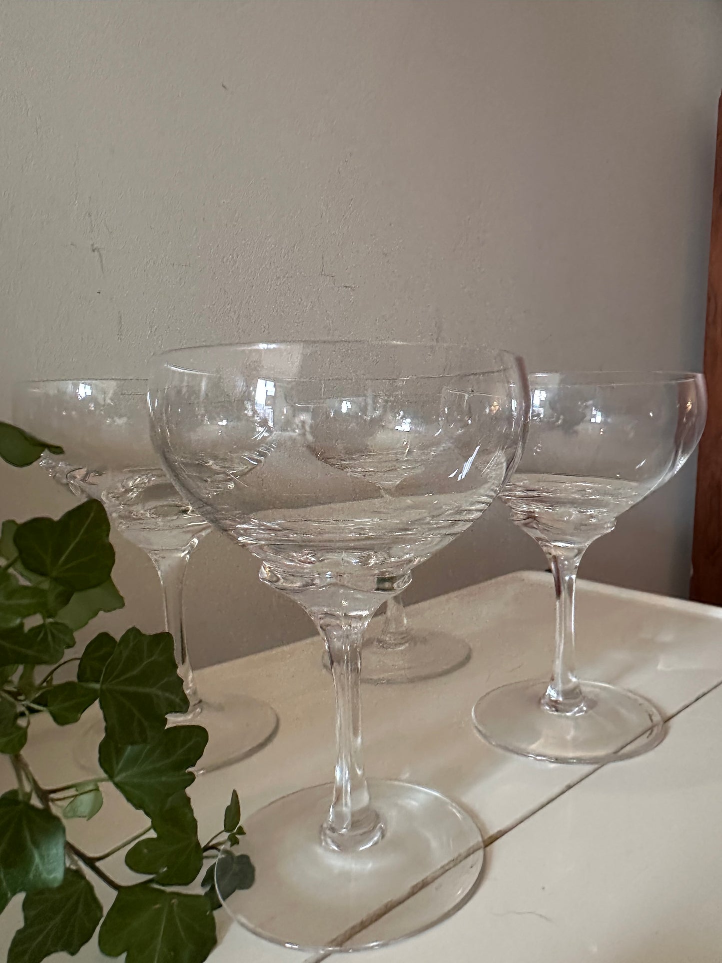 Set van 4 kristallen coupe champagne glazen