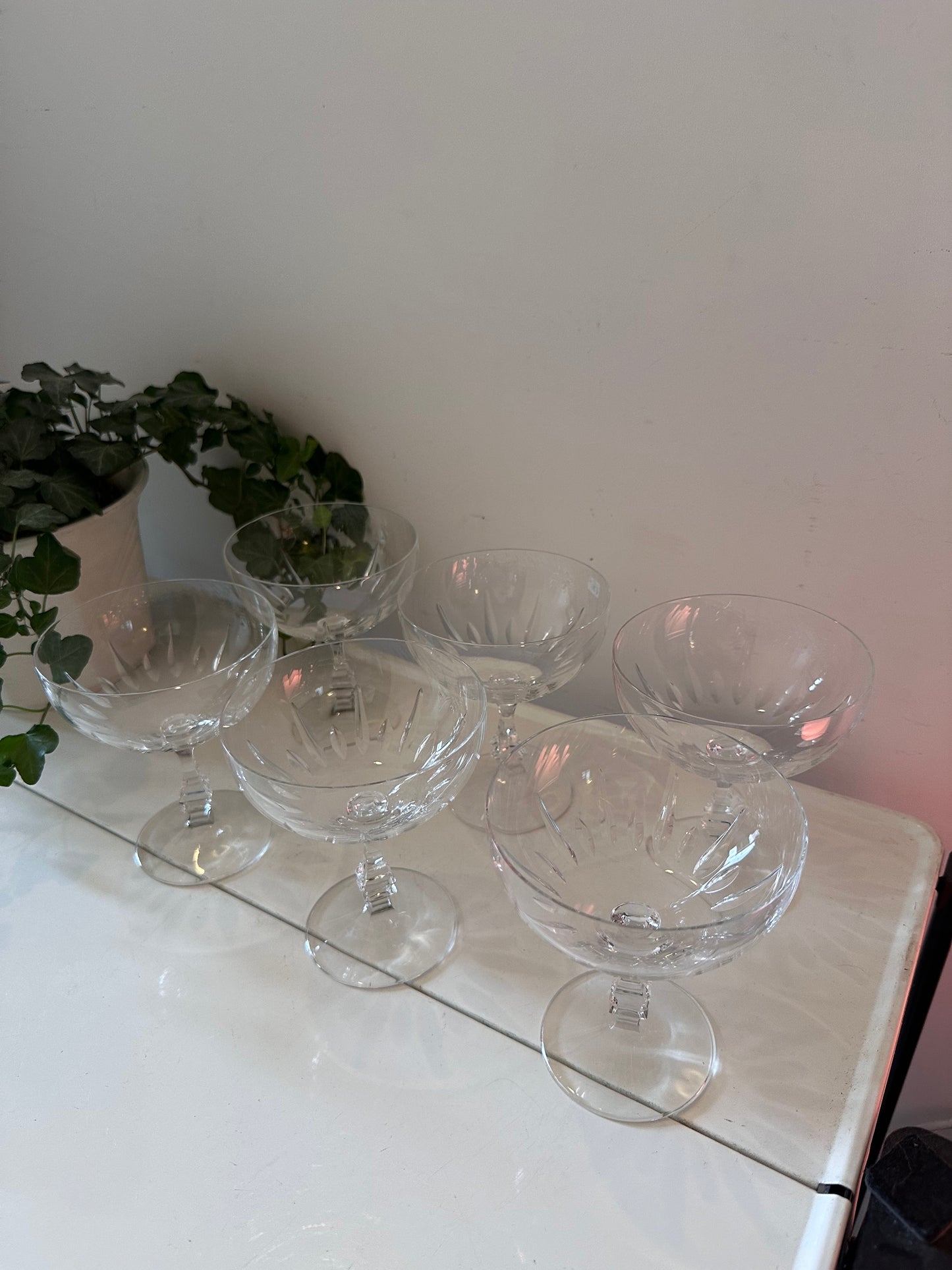 Set van 6 kristallen coupé champagne glazen