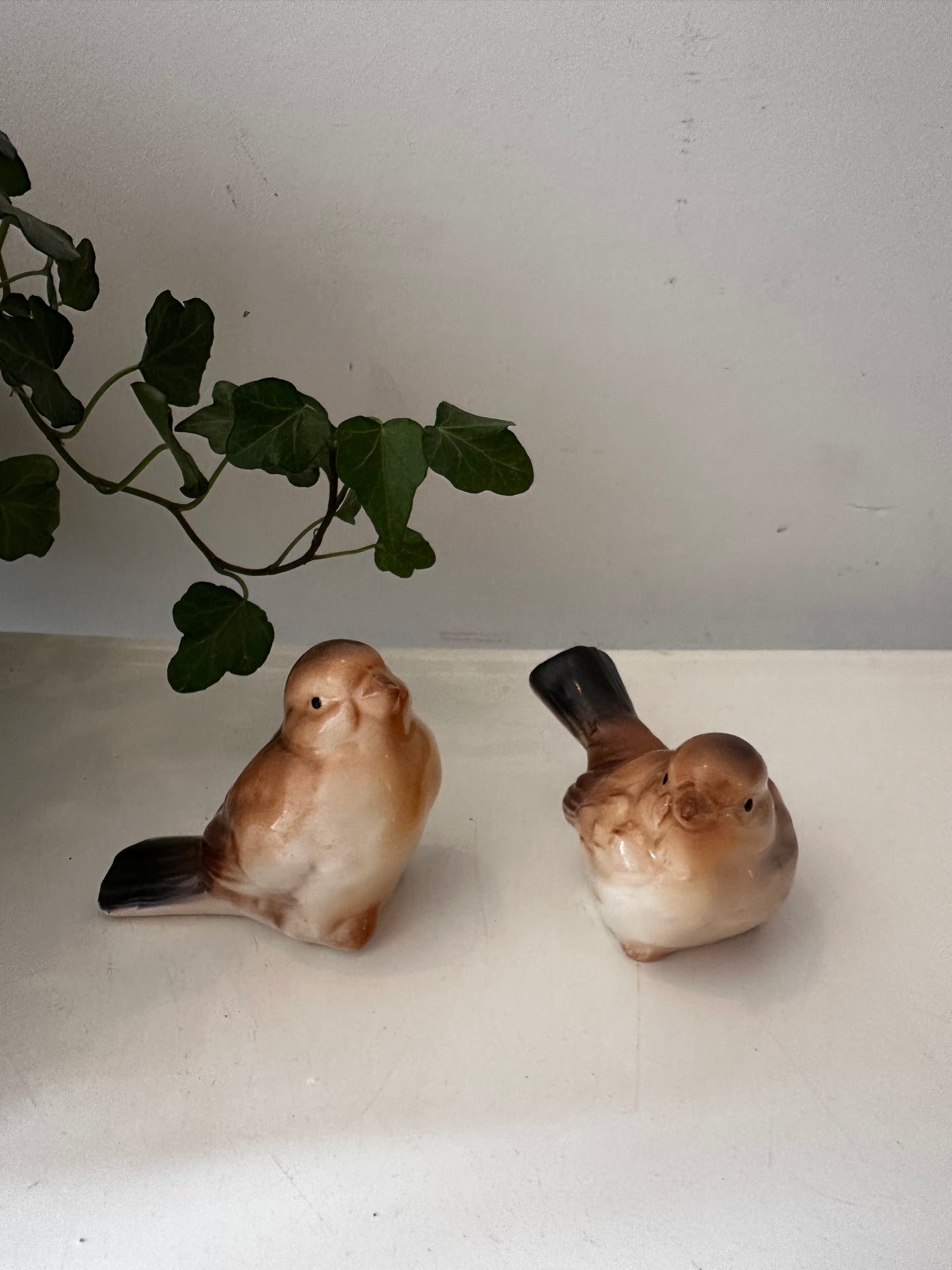 Set van 2 porseleinen vogeltjes