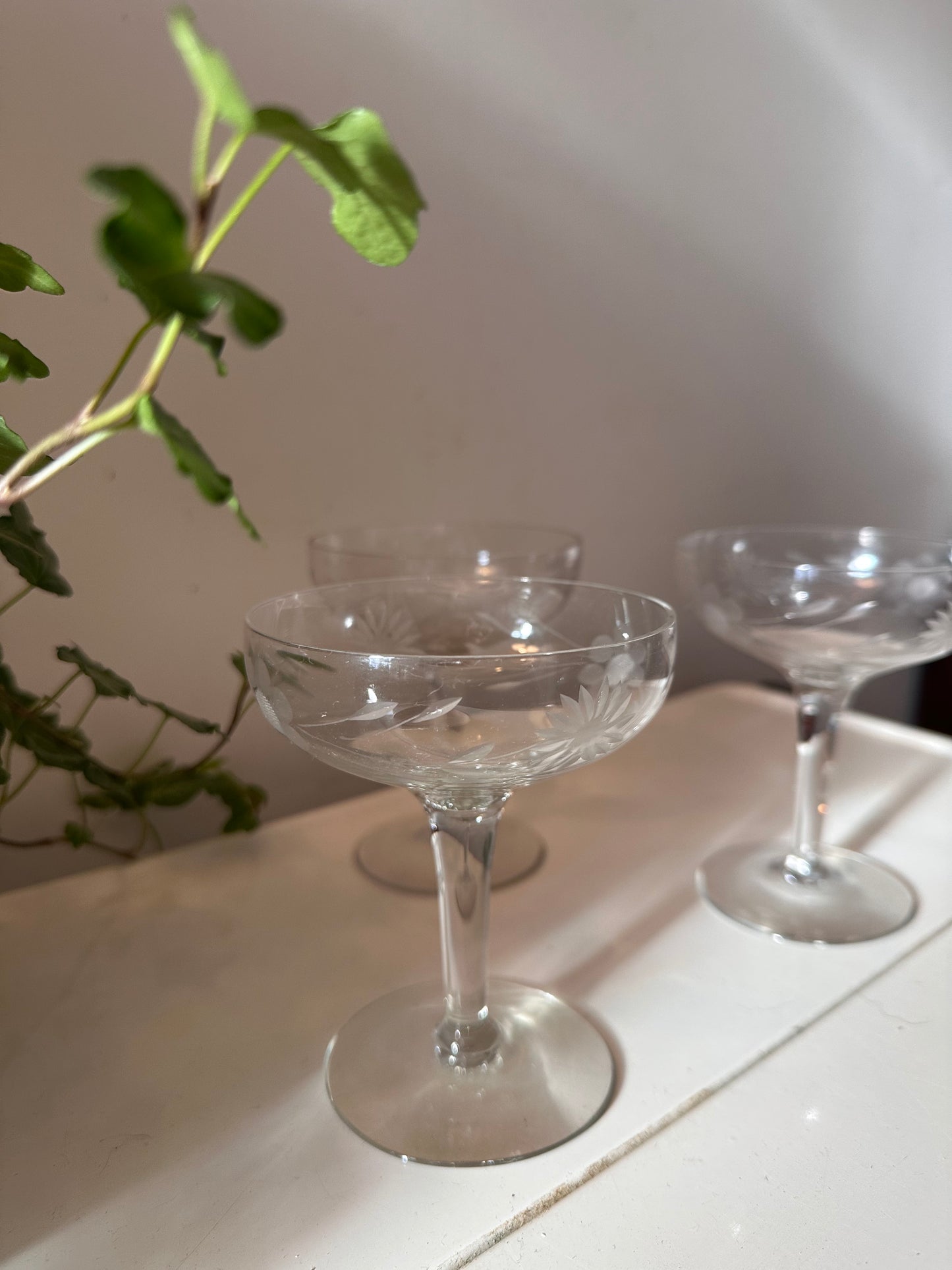 Set van 3 coupe champagne glazen