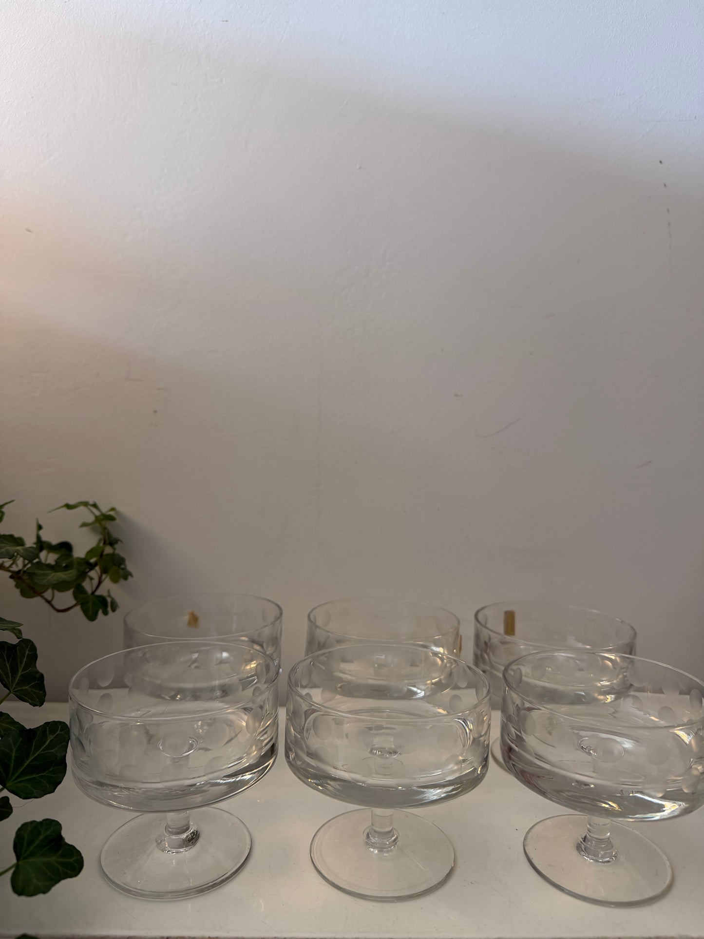 Set van 6 kristallen coupe glazen