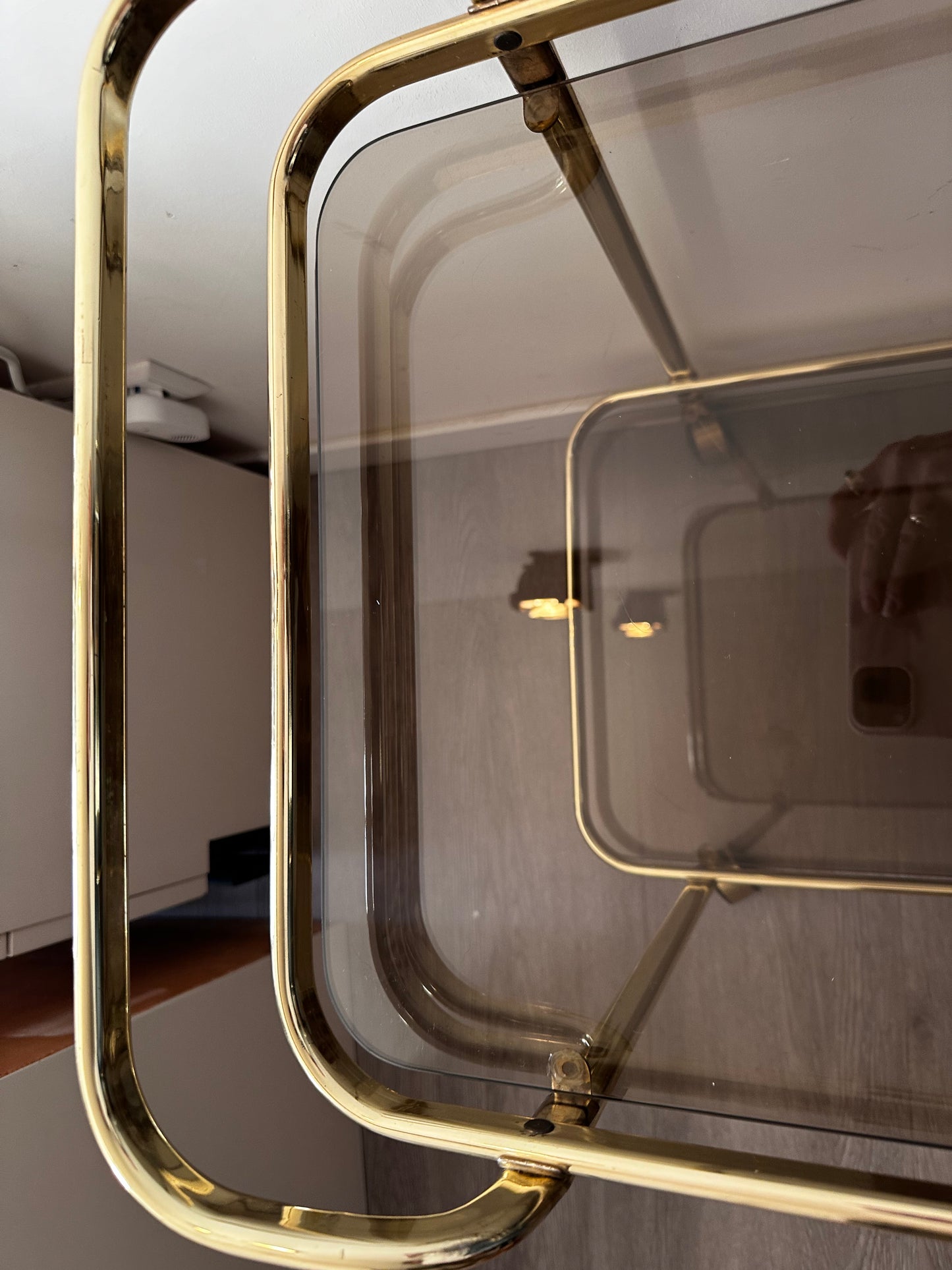 Hollywood Regency Messing serveerwagen