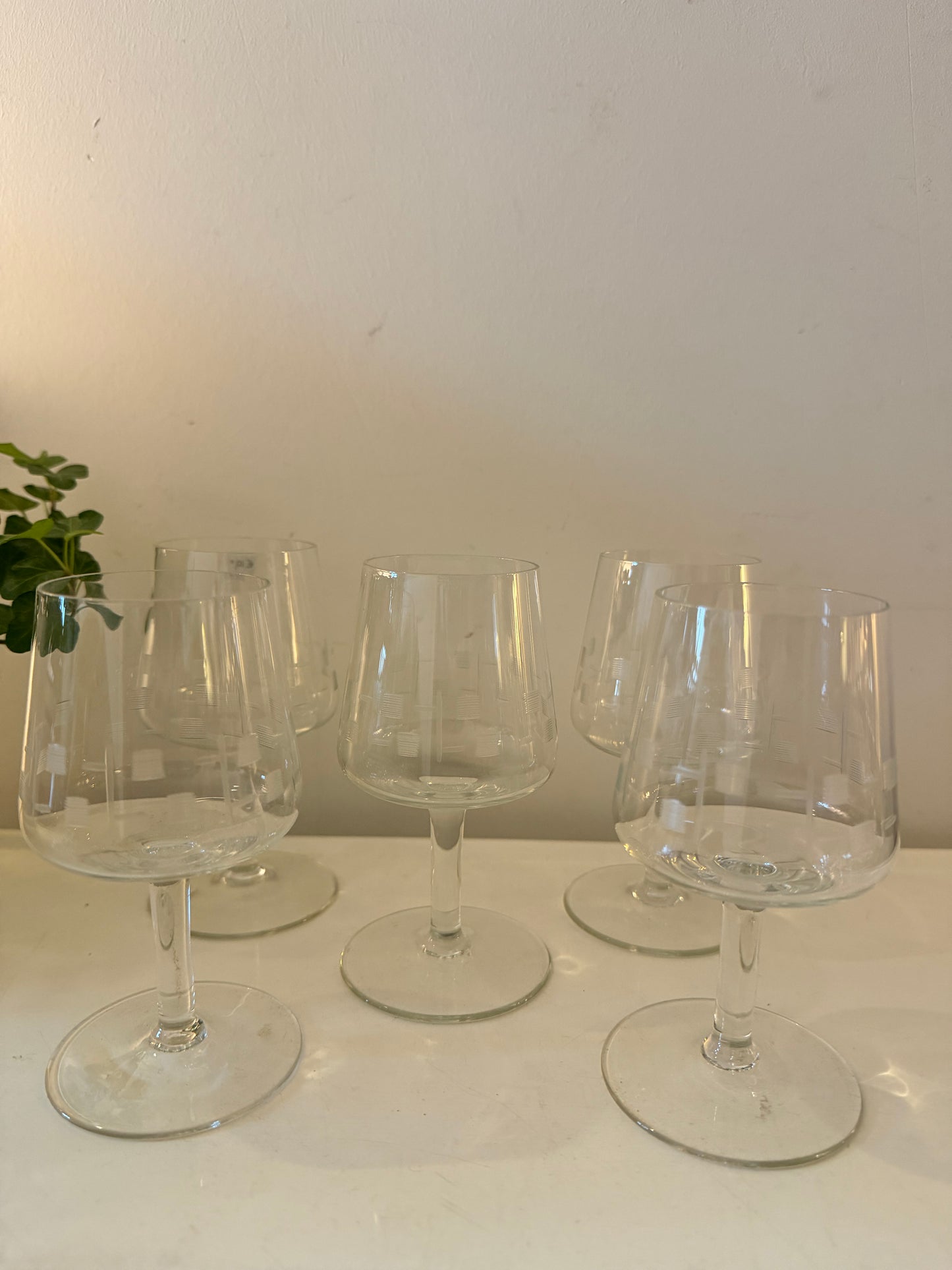 Set van 5 vintage kristallen likeurglaasjes