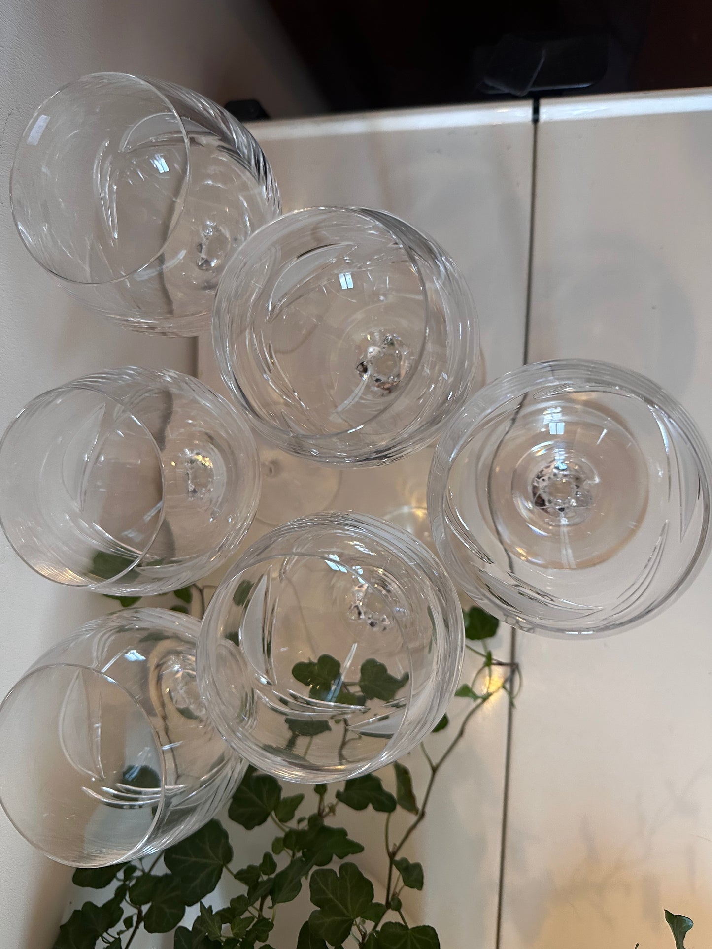 6 zwaar kristallen glazen vintage