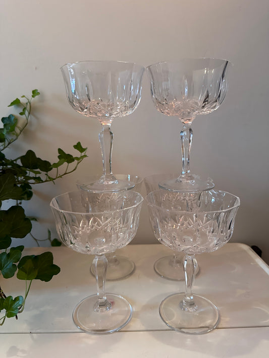 Set van 6 kristallen coupe champagne glazen