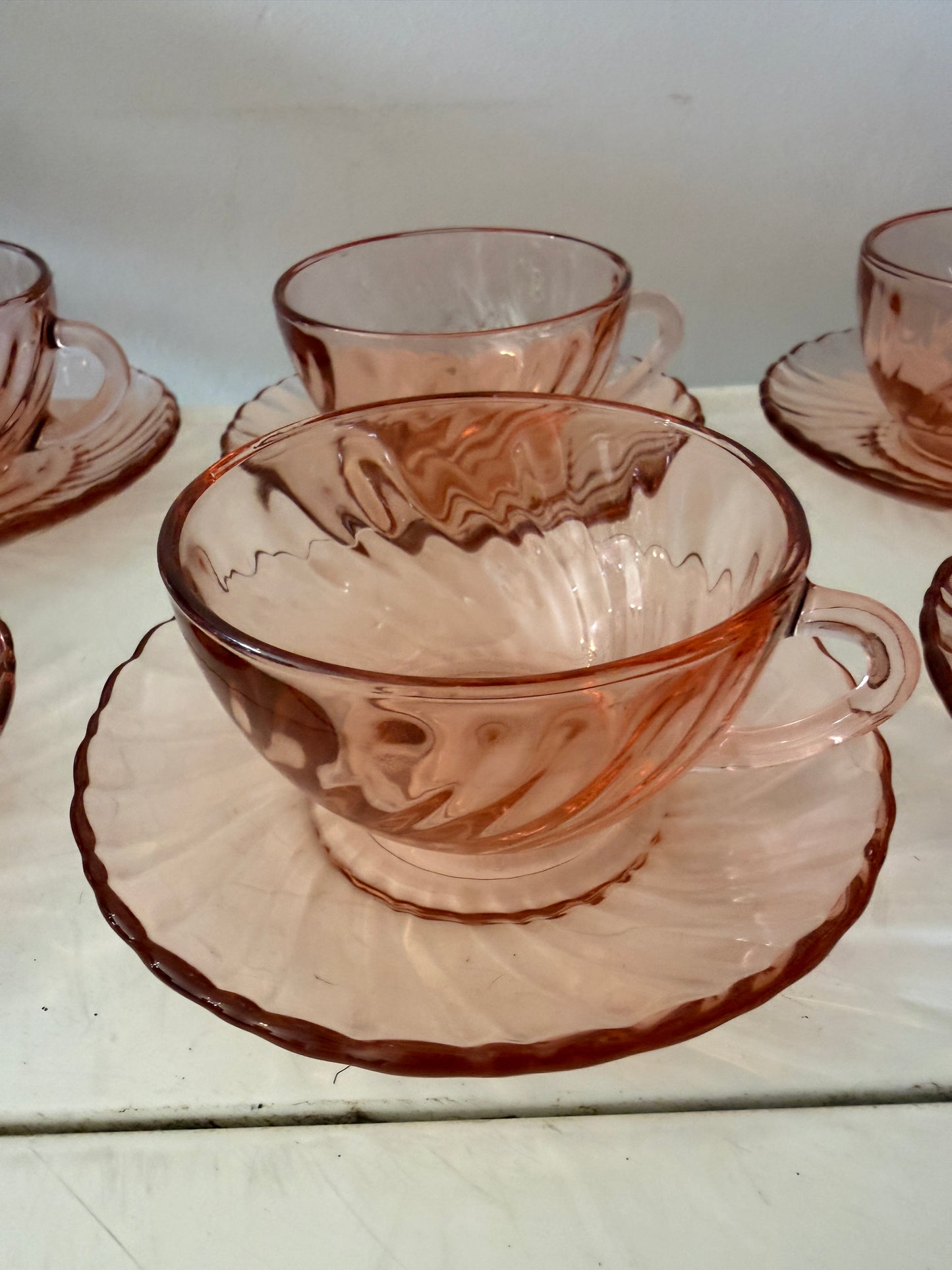 Set van 6 Arocroc Rosaline espresso kopjes en schotels