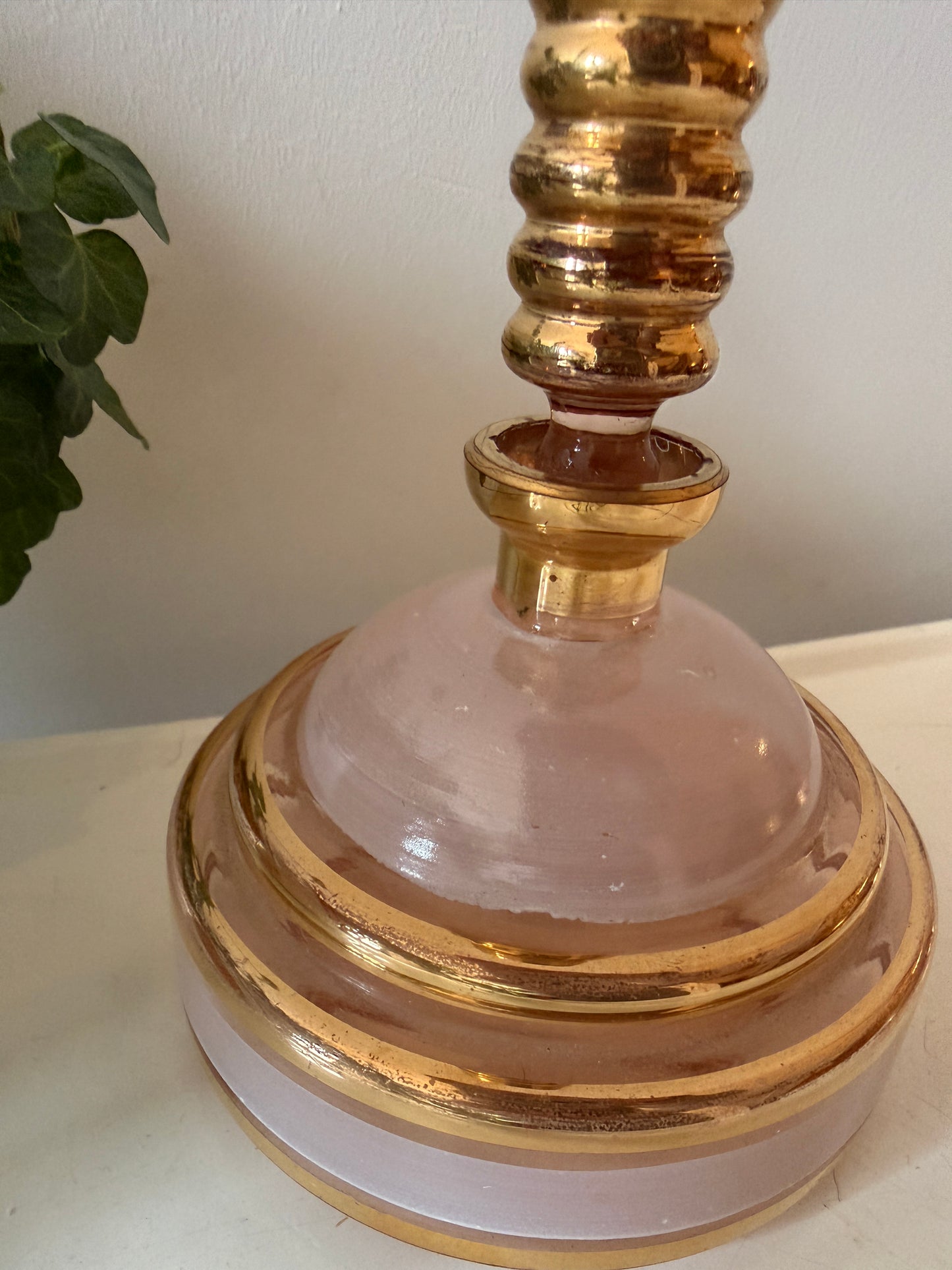Parfumfles glas roze en goud kleurig