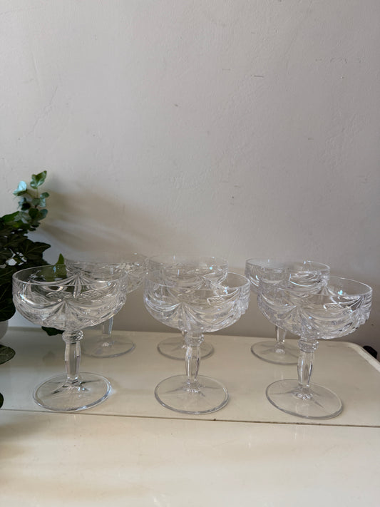 Set van 6 kristallen coupe glazen