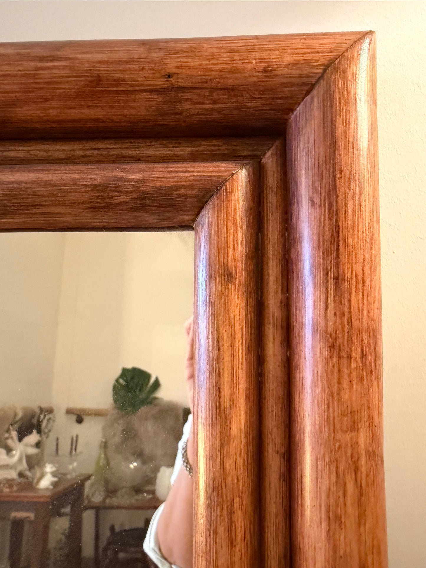 Jaren 80 spiegel met houten lijst