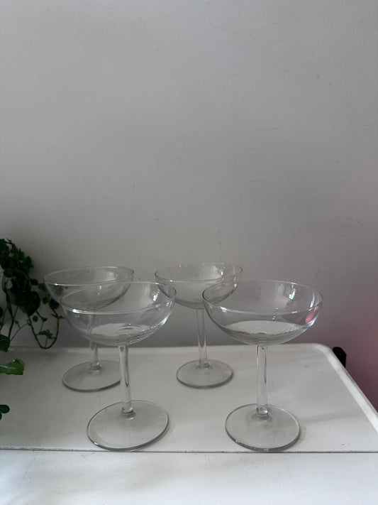 Set van 4 kristallen coupé champagne glazen