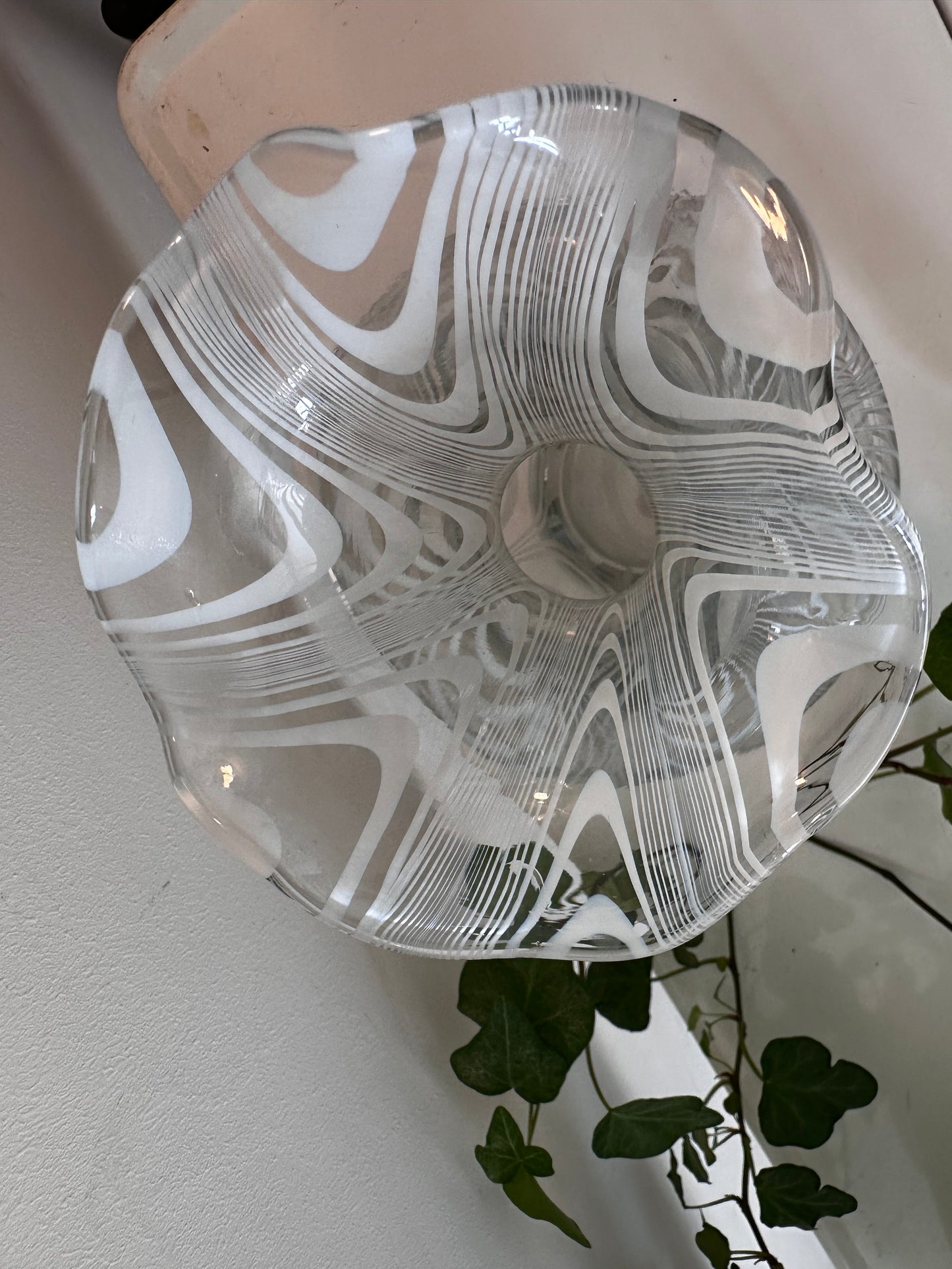 Murano glazen vintage vaas transparant wit