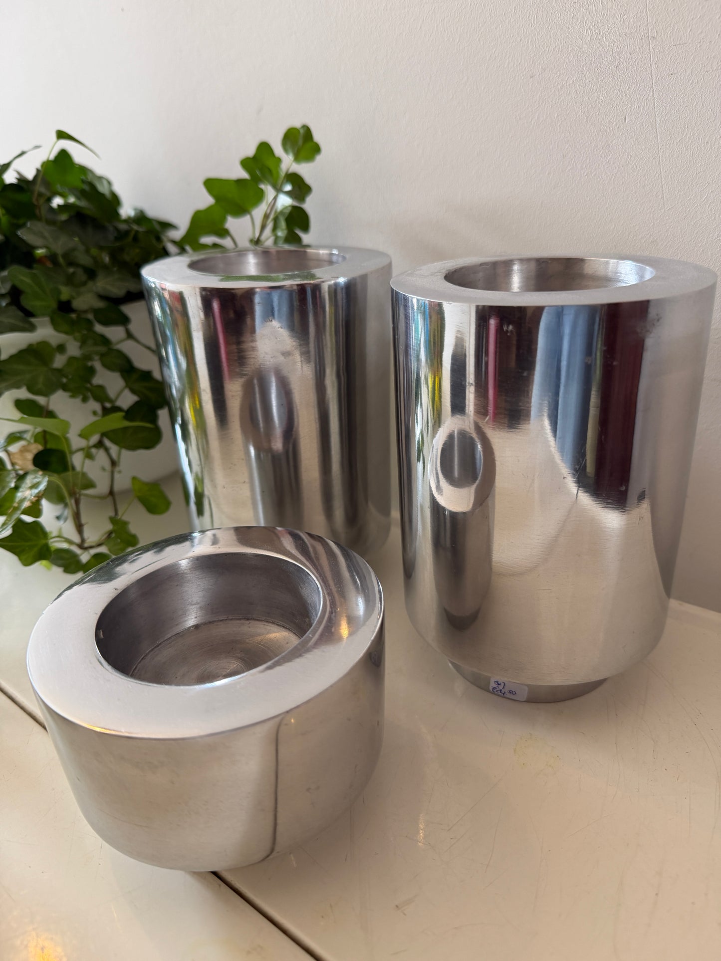 Set van 3 Chrome waxinelichthouders