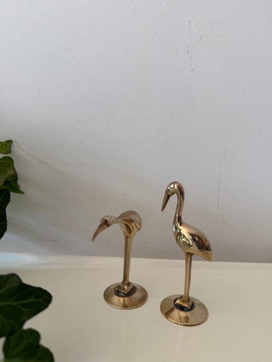 Set van twee messing vogels klein formaat