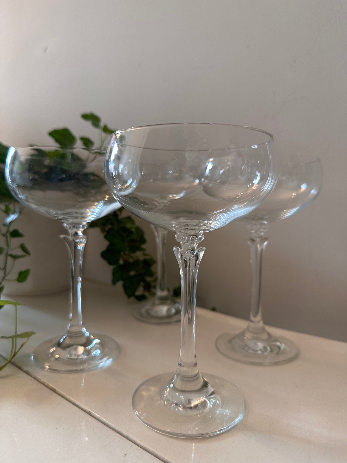 Set van 4 kristallen coupe champagne glazen