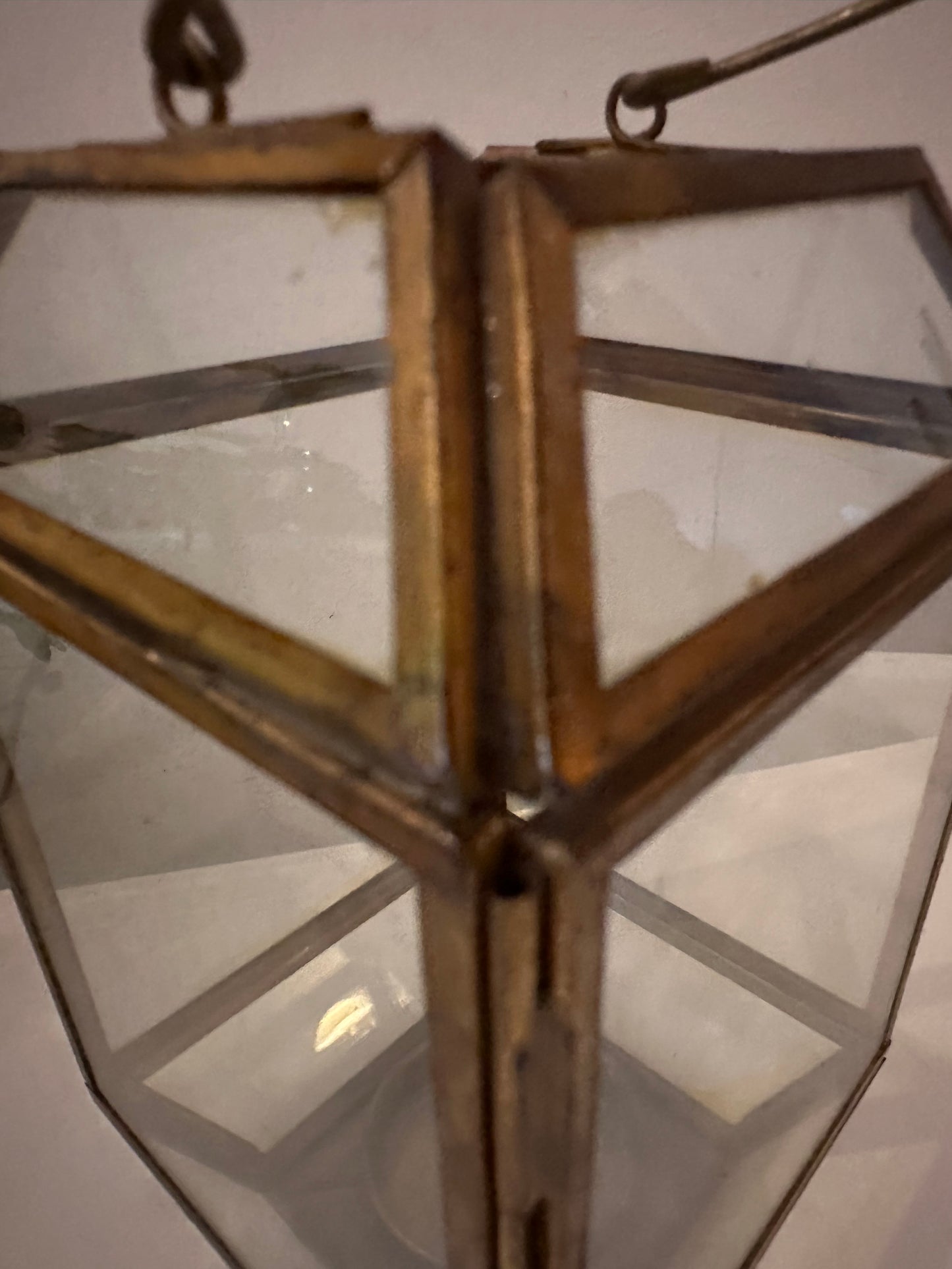 Messing met glazen lantaarn voor waxinelichtje