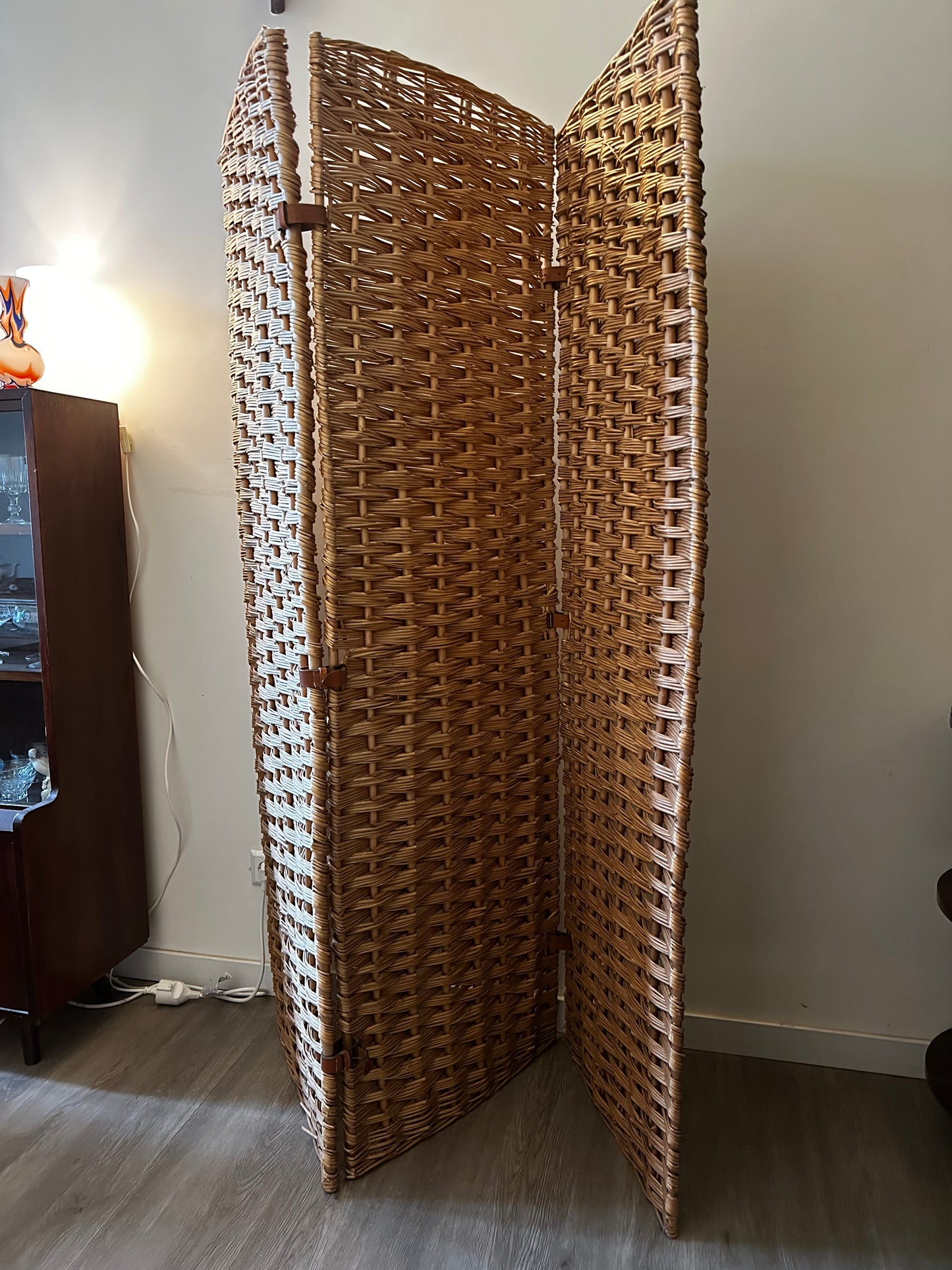Rieten kamerscherm room divider
