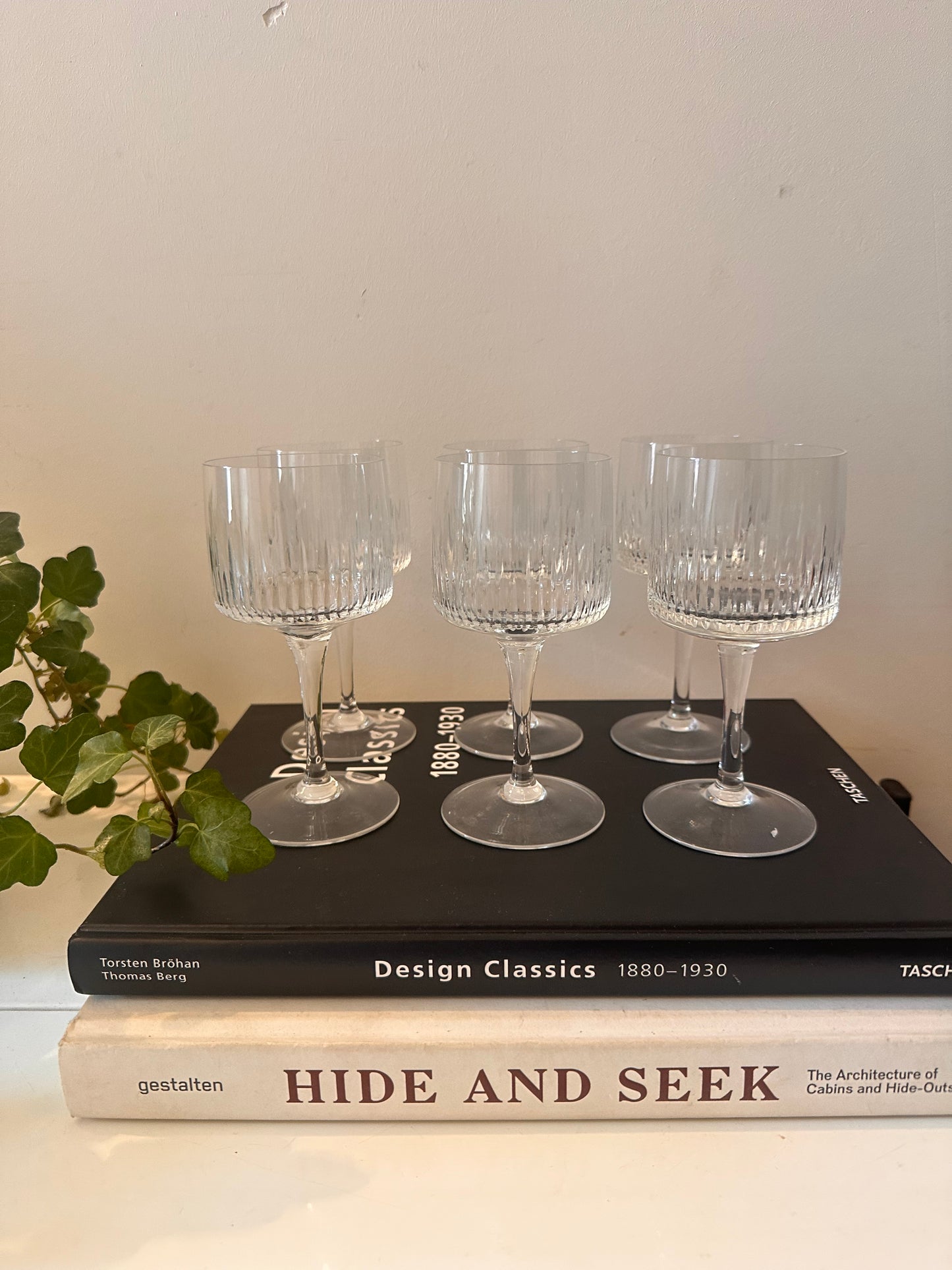Set van 6 kristallen wijnglazen