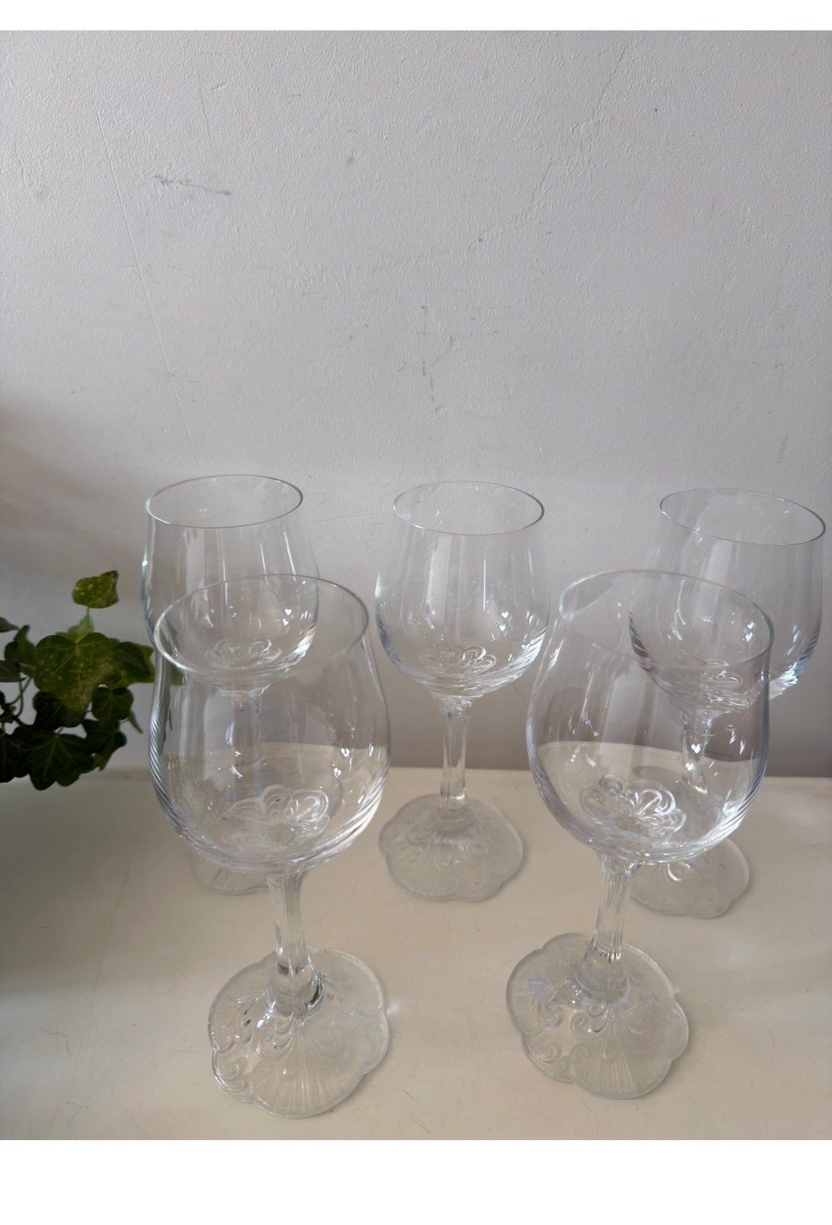 Set van 5 vintage wijnglazen