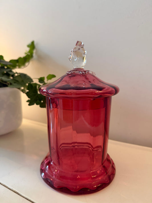 Cranberry glazen bewaarpot