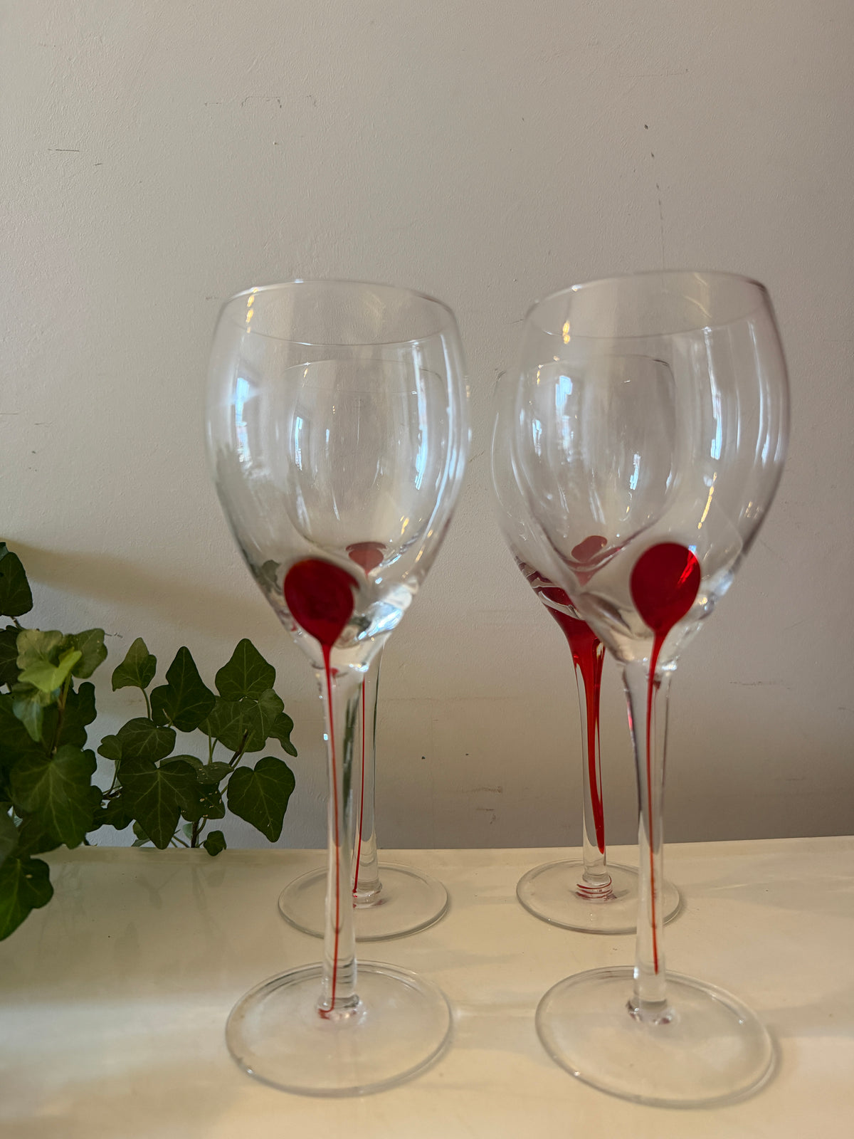 Luminarc pop art Red drip wijnglazen set van 4