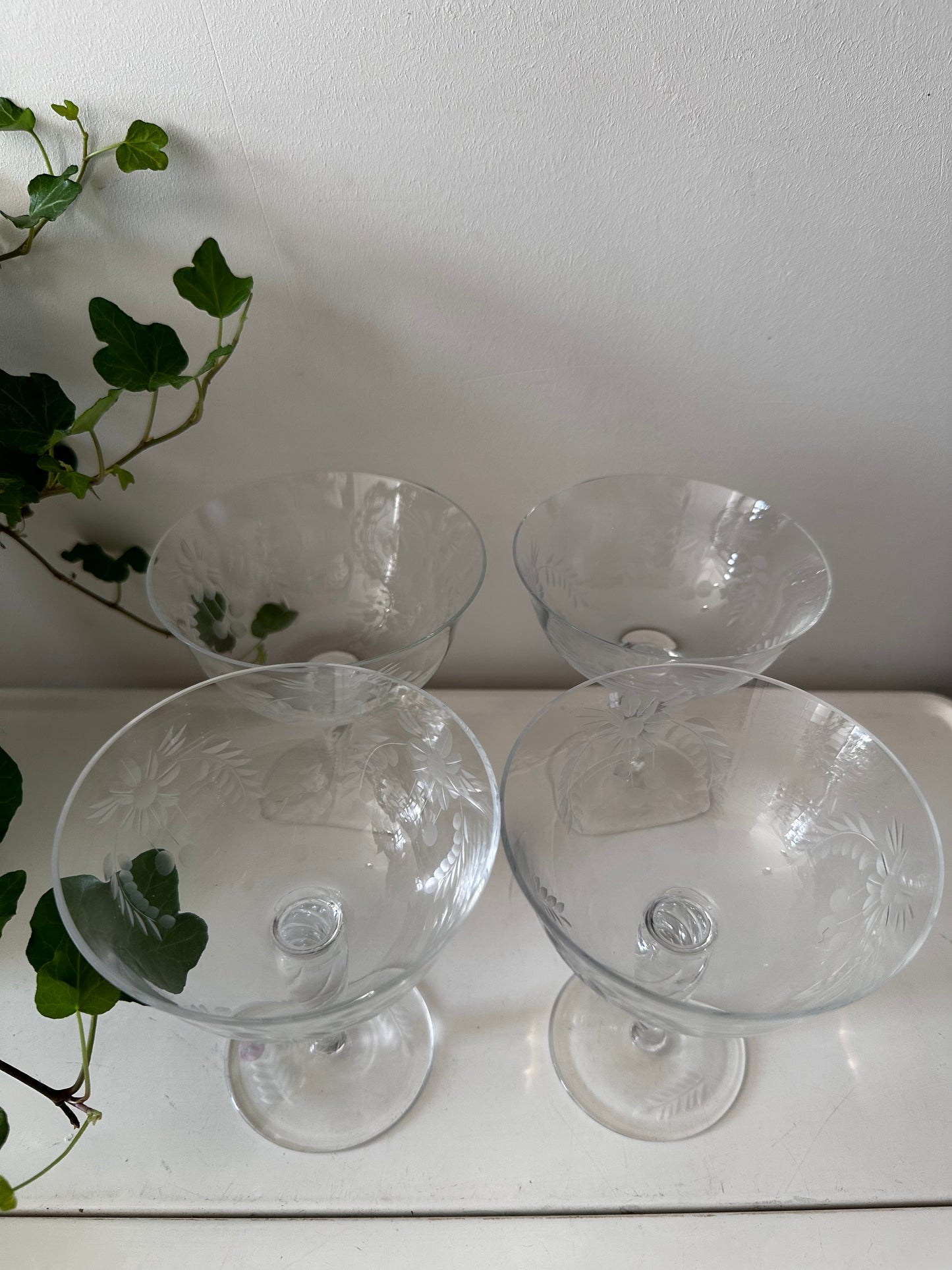 4 kristallen coupe champagne glazen