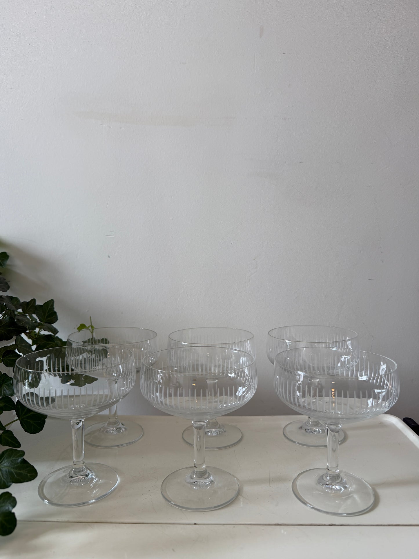 Set van 6 kristallen coupe champagne glazen