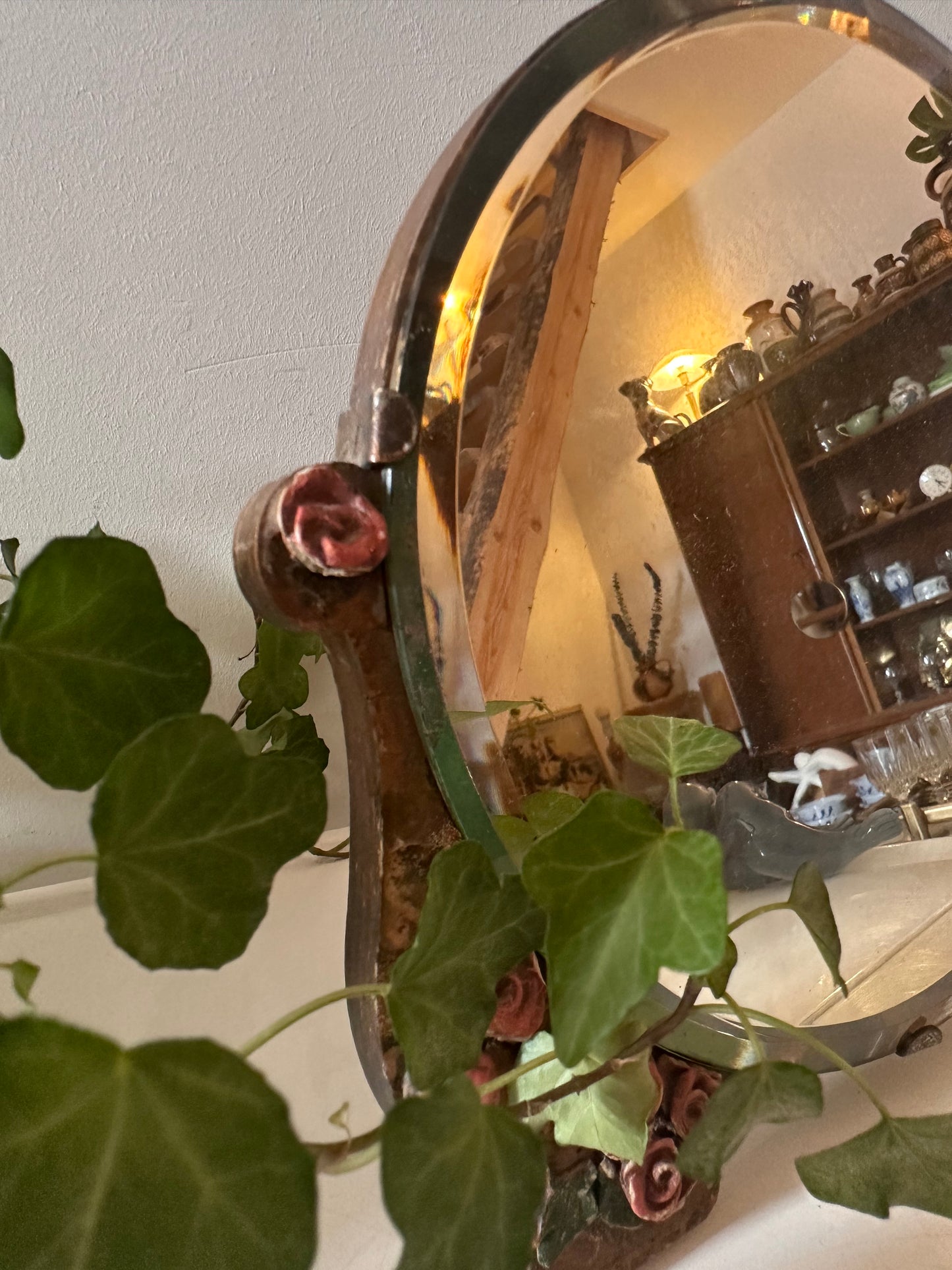 Romantische houten tafelspiegel met roosjes