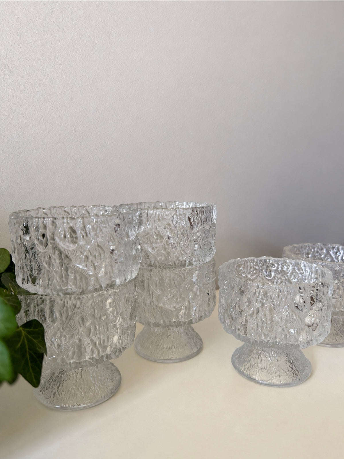 Set van 6 Ice Bark coupes Frost glass
