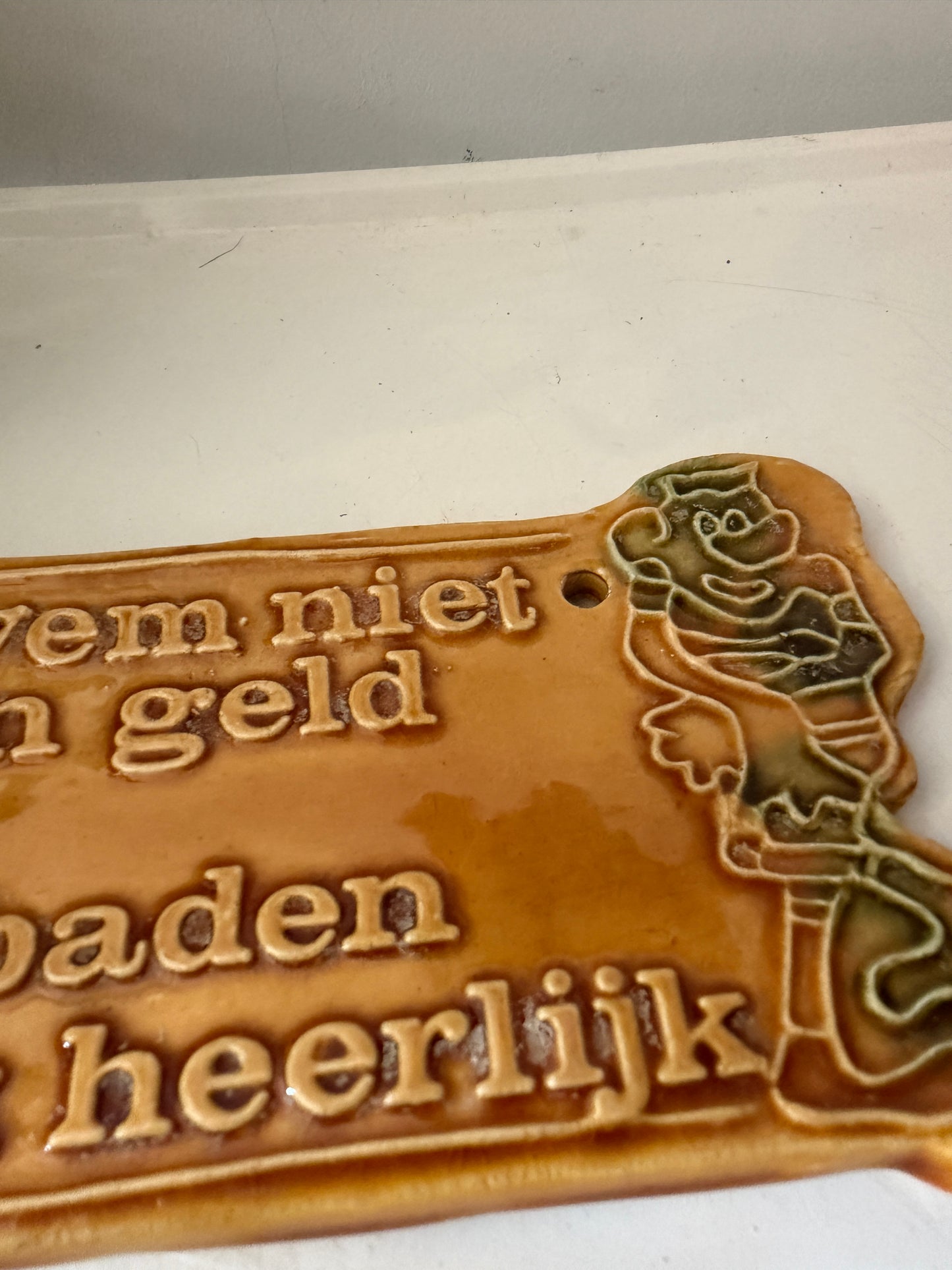 Jaren 70 wandtegeltje met tekst