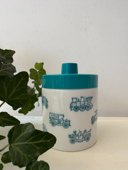 Voorraadpot met old timer print jaren 60