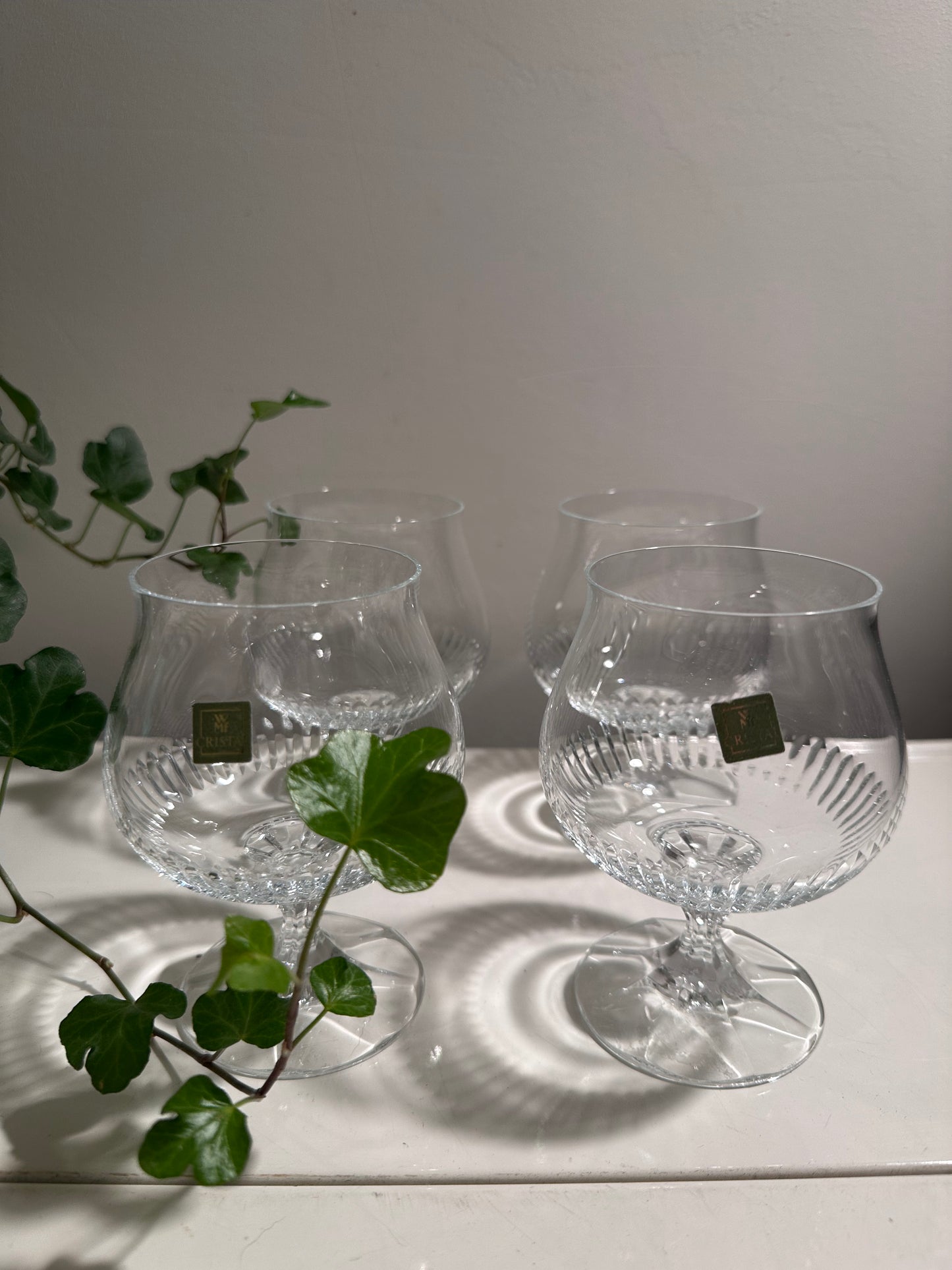 Set van 4 vintage antieke kristallen cognac glazen