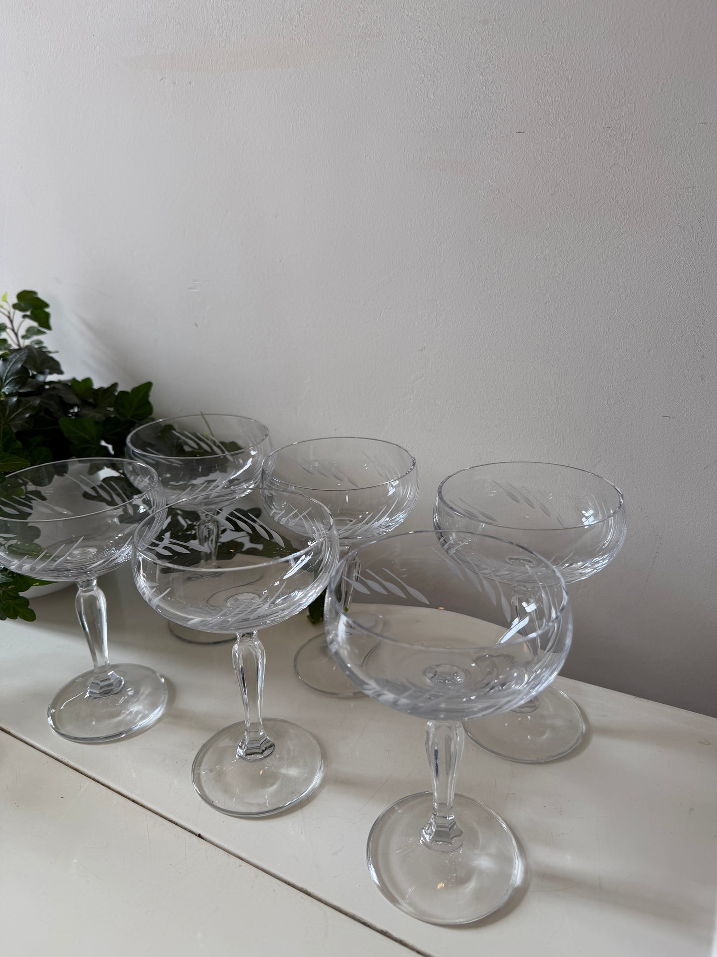 Set van 6 kristallen coupe champagne glazen