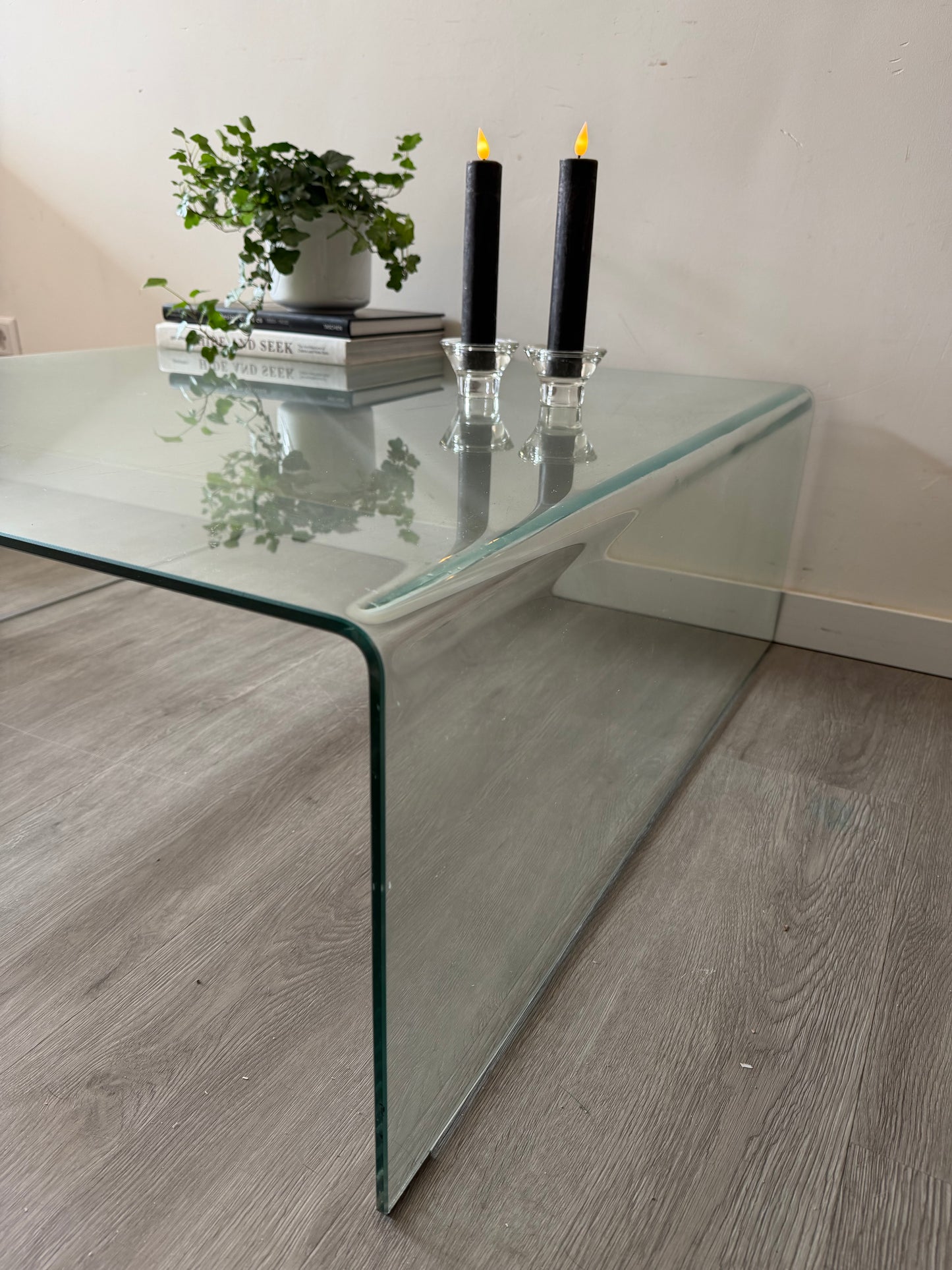 Waterfall glazen Mid Century salontafel