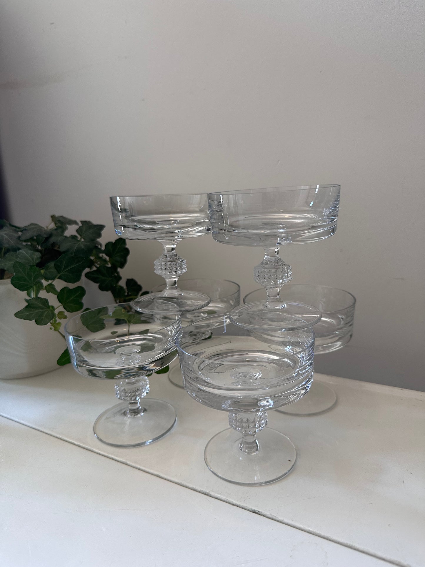 Set van 6 kristallen coupe champagne glazen