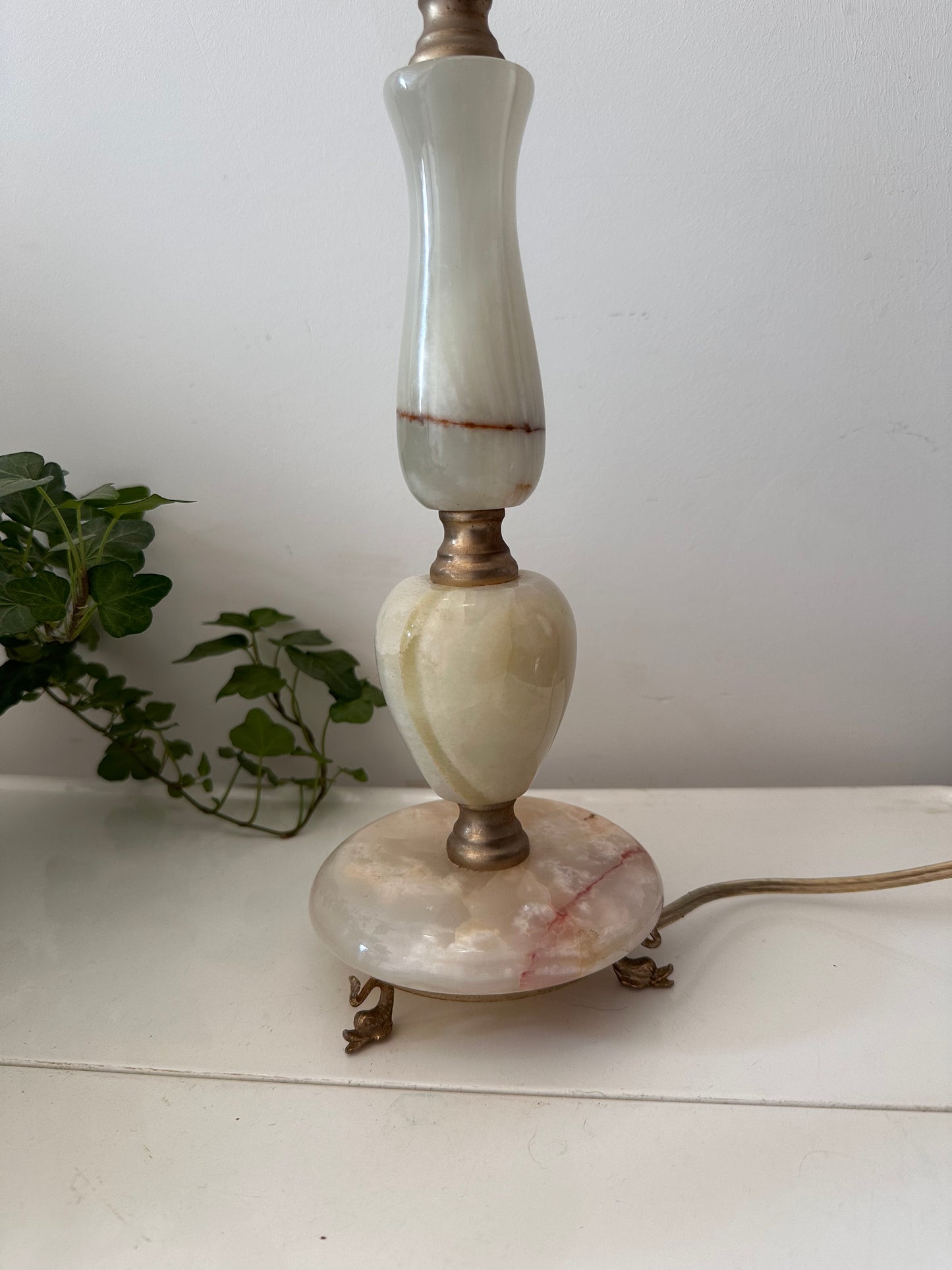 Marmeren/Onxy lamp met messing details vintage