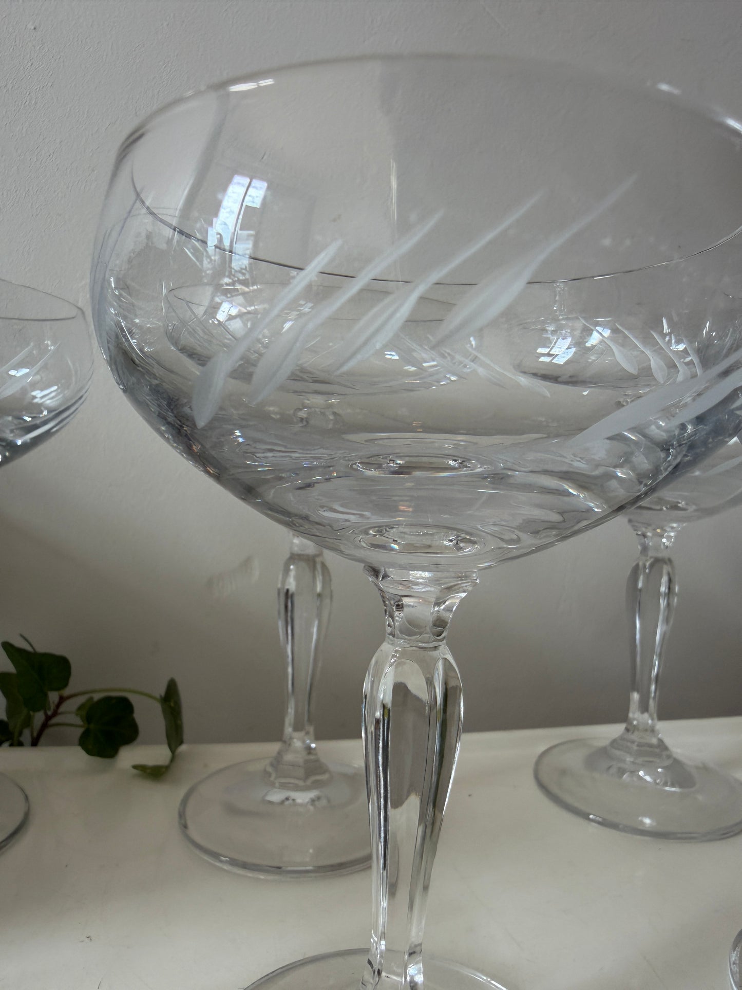 Set van 6 kristallen coupe champagne glazen