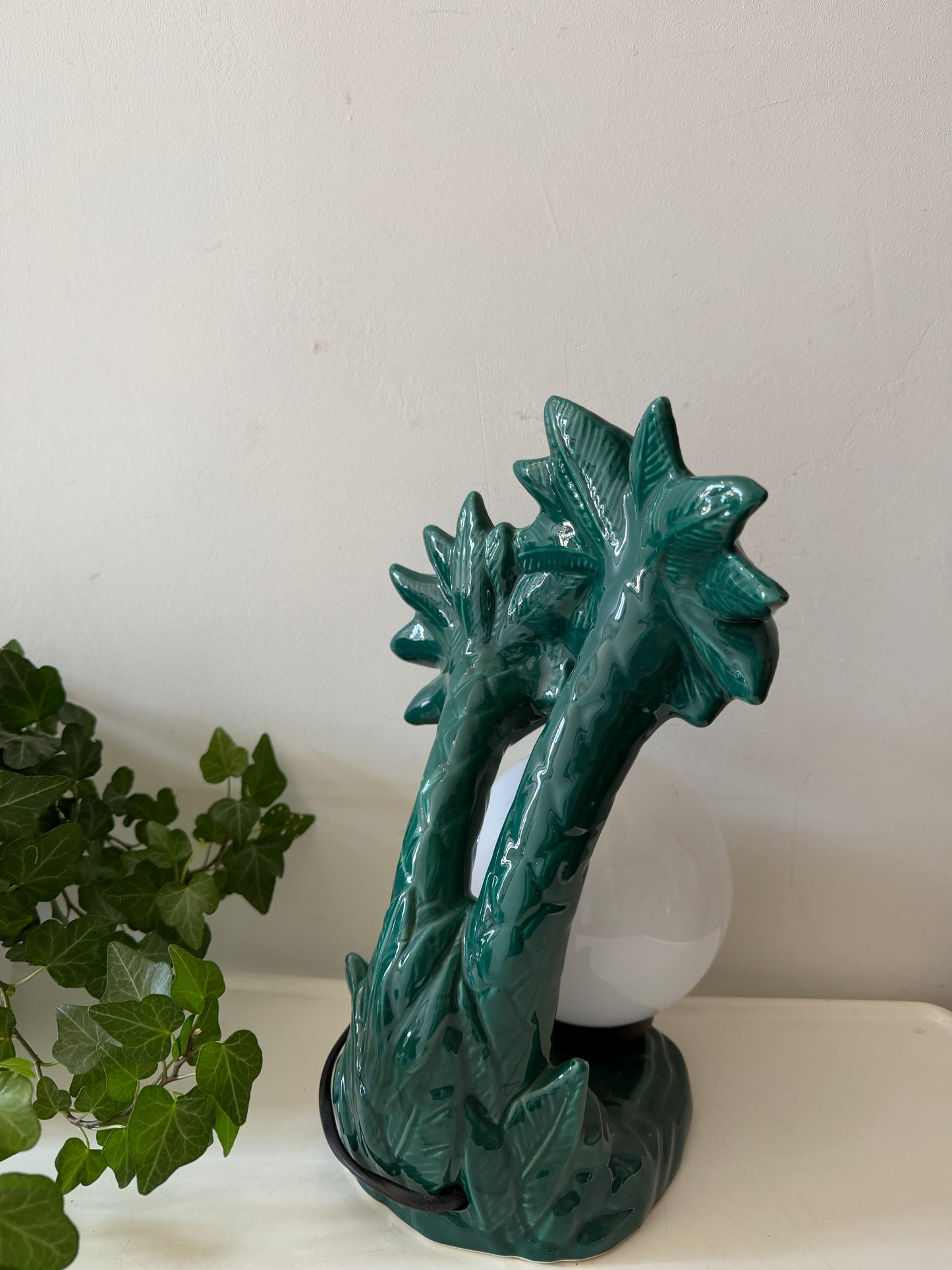 Vintage palmbomen lamp met glazen bol